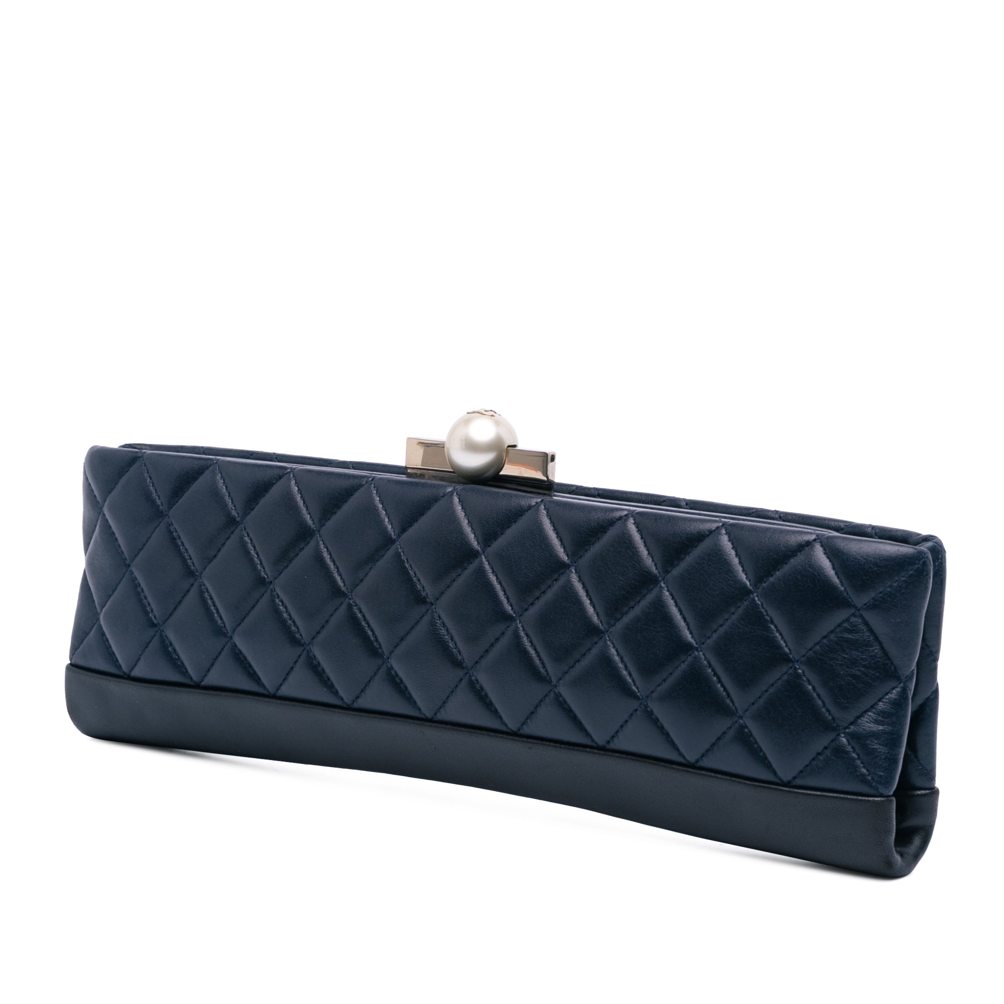 Chanel CC Quilted Lambskin Pearl Evening Baguette Clutch - image 2