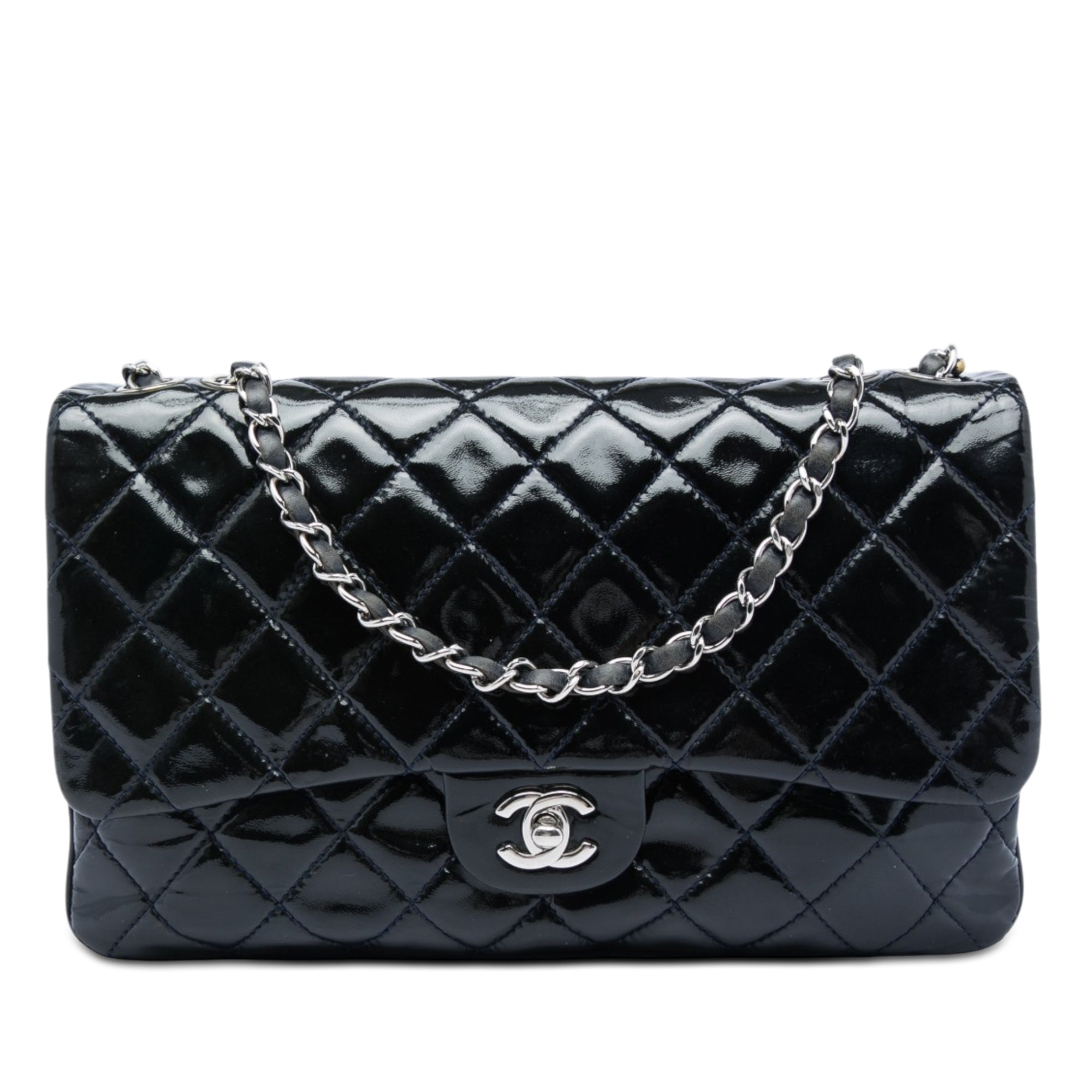 Chanel Jumbo Quilted Patent 3 Compartment Flap - image 1