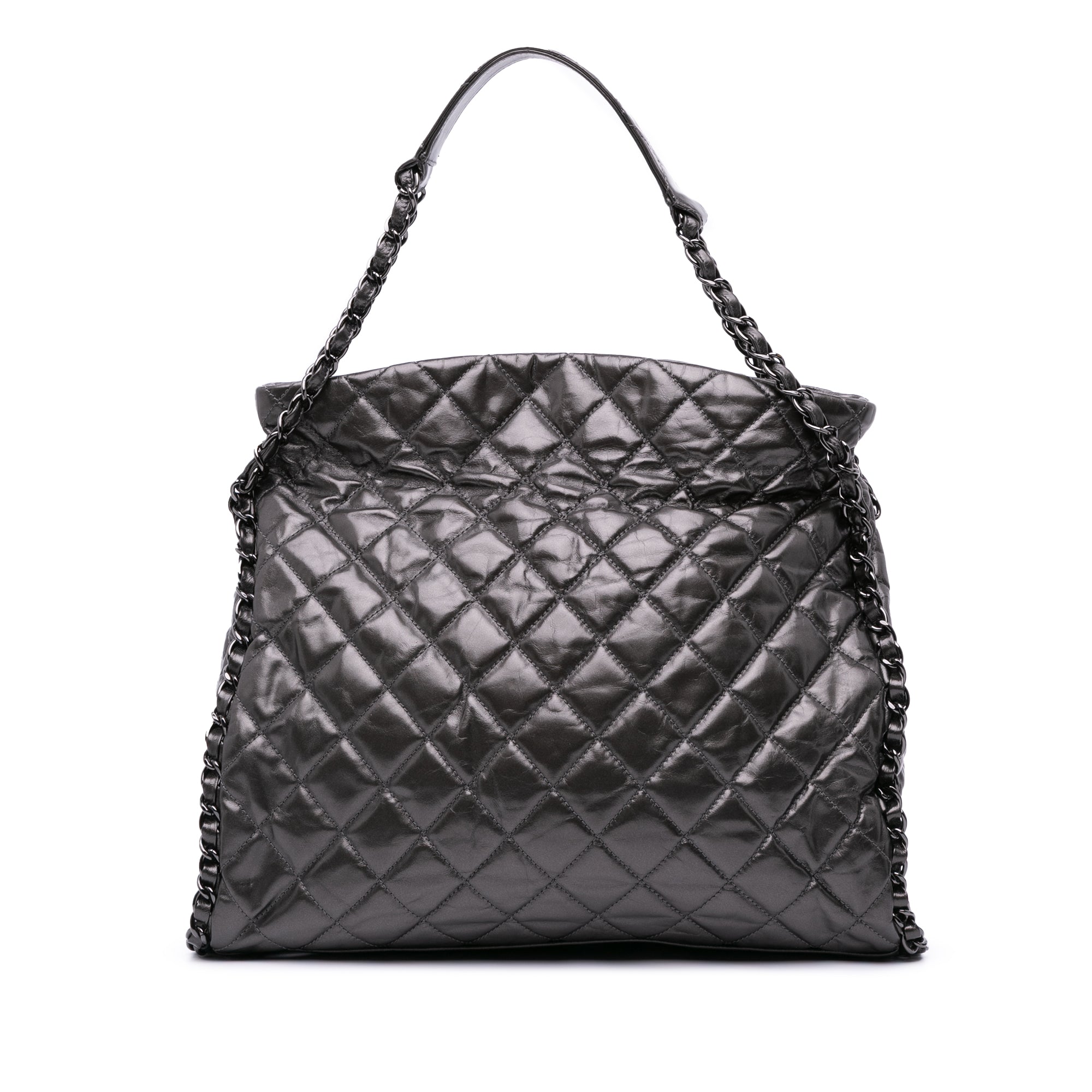 Chanel Large Quilted Metallic Calfskin Chain Me Hobo - image 1
