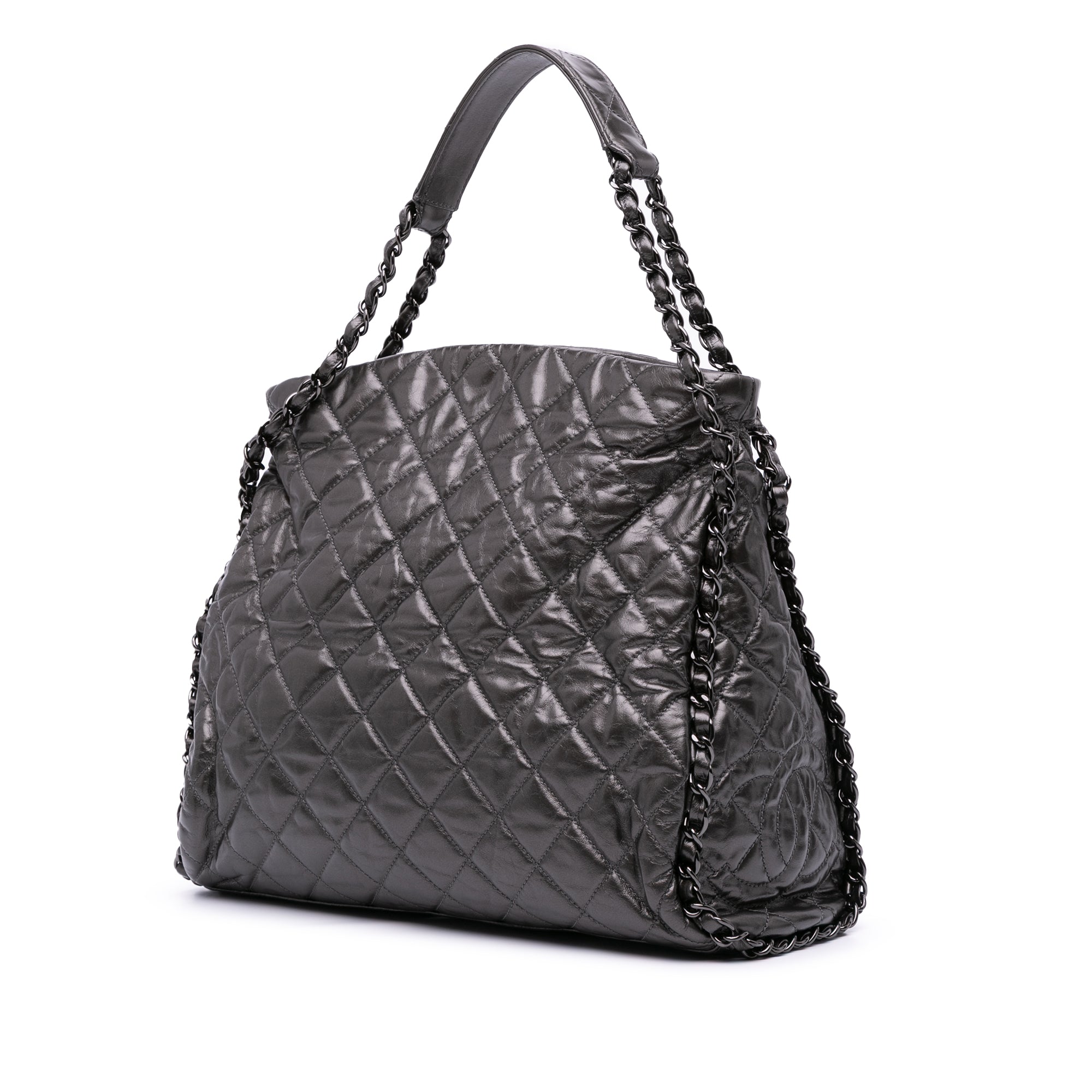 Chanel Large Quilted Metallic Calfskin Chain Me Hobo - image 2
