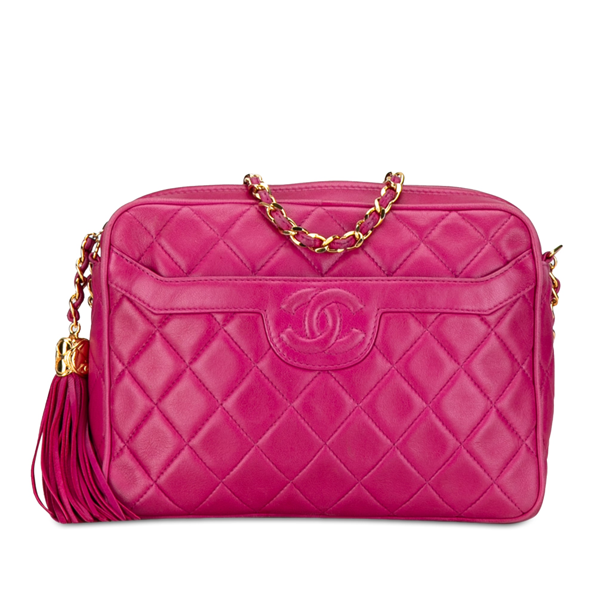 Chanel CC Quilted Lambskin Tassel Crossbody - image 1
