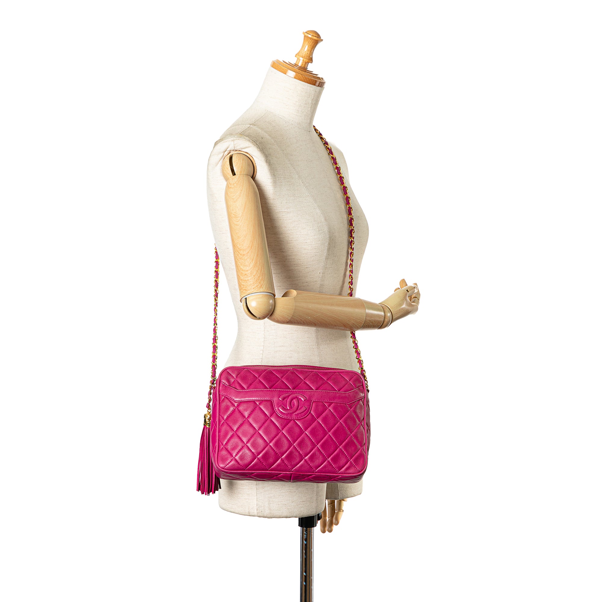 Chanel CC Quilted Lambskin Tassel Crossbody - image 10