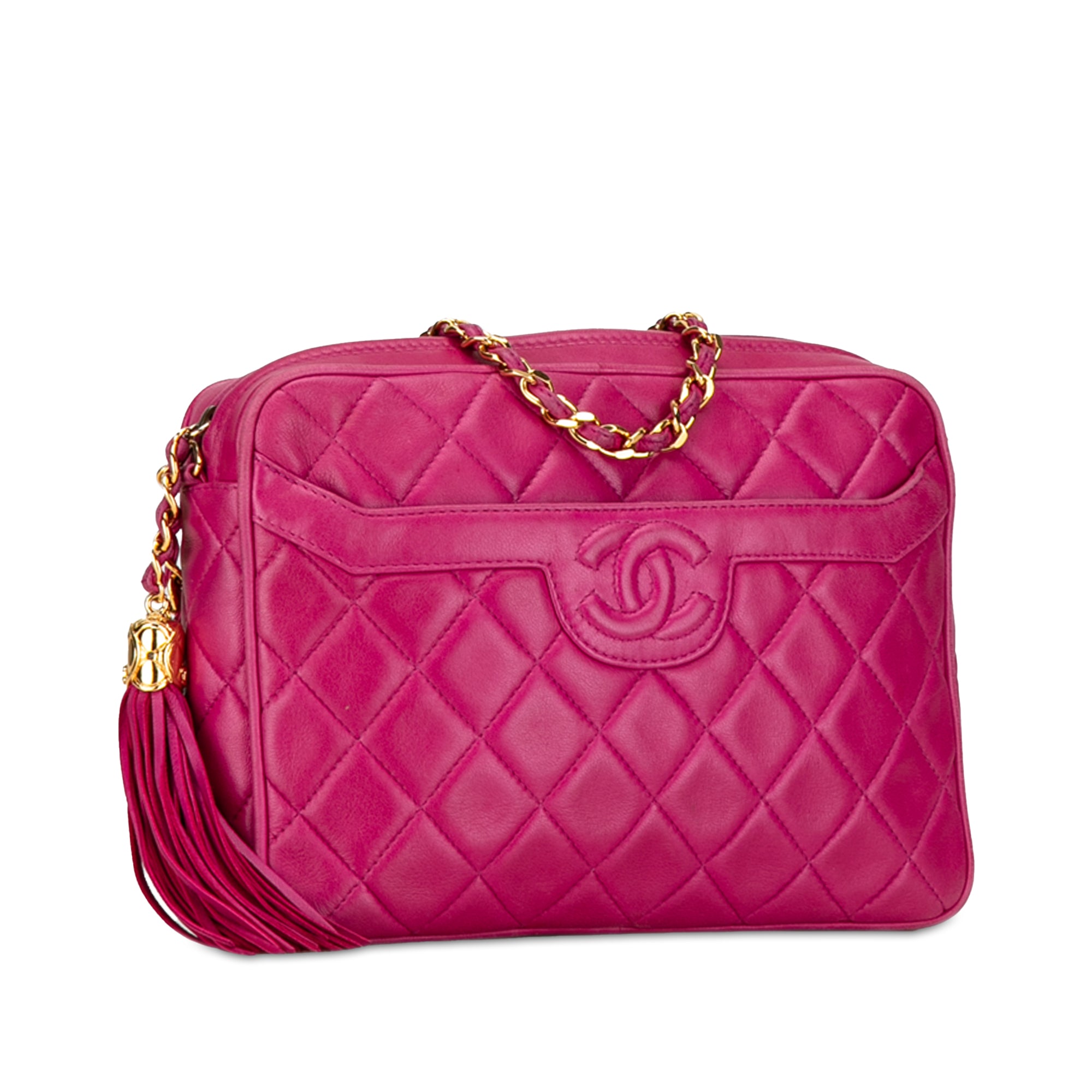 Chanel CC Quilted Lambskin Tassel Crossbody - image 2