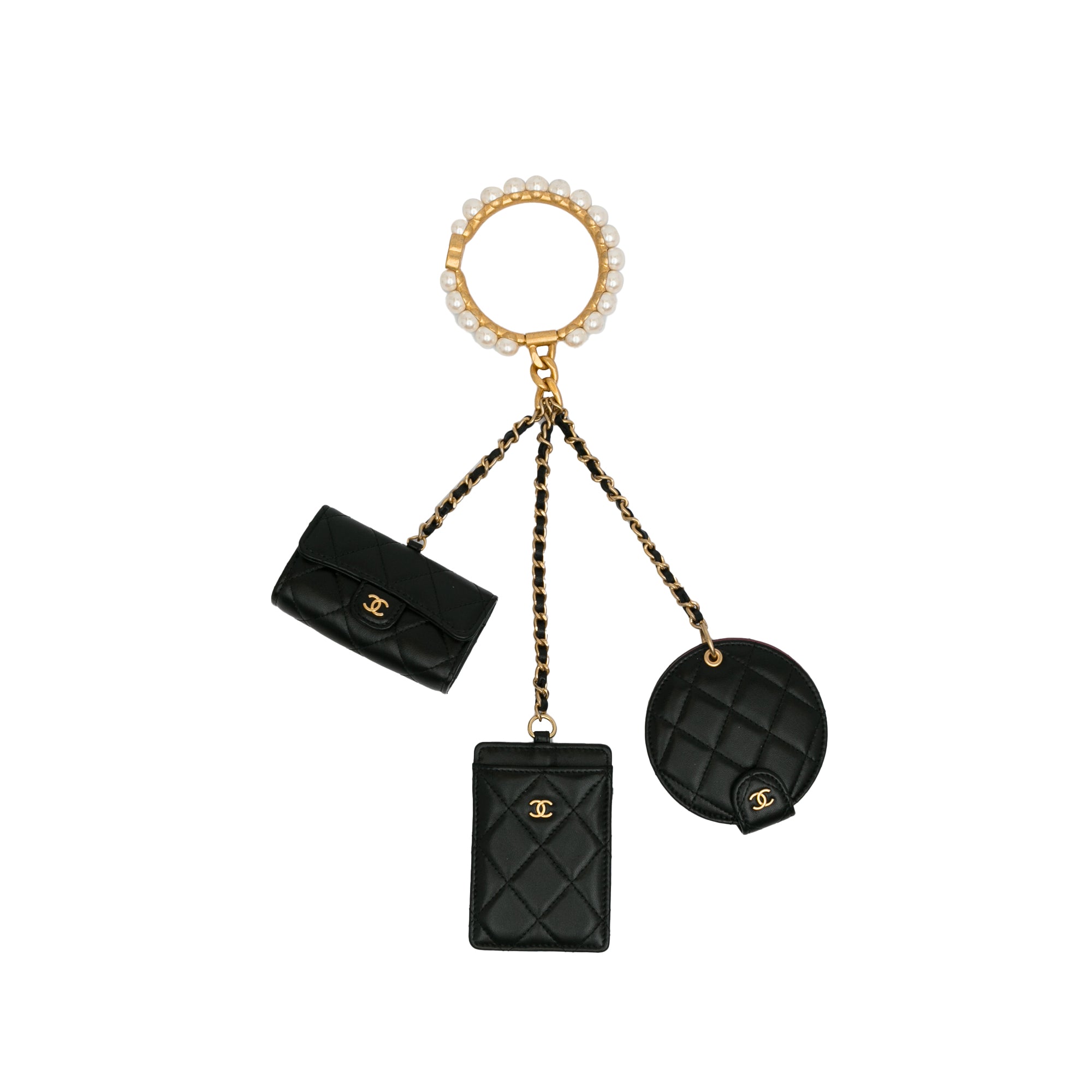 Chanel Quilted Lambskin Pearl Crown CC Wristlet Multi Pouches - image 1