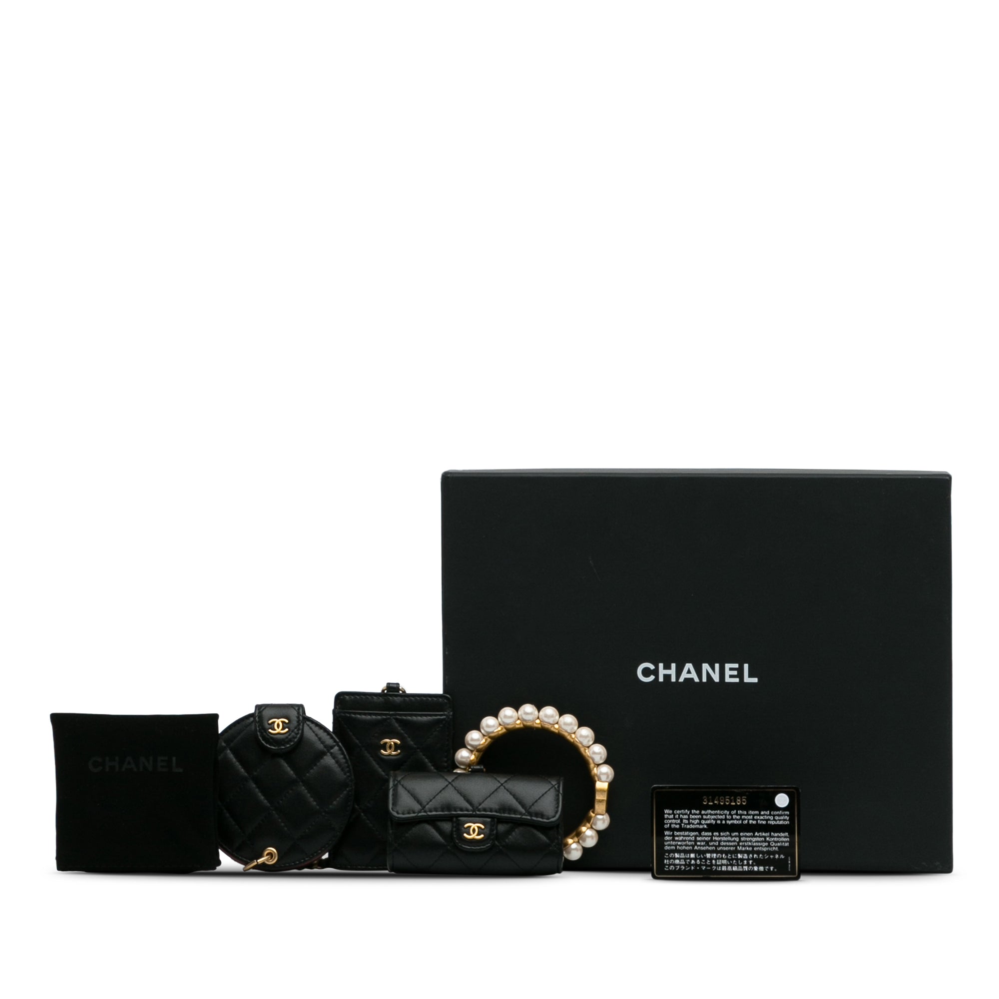 Chanel Quilted Lambskin Pearl Crown CC Wristlet Multi Pouches - image 14