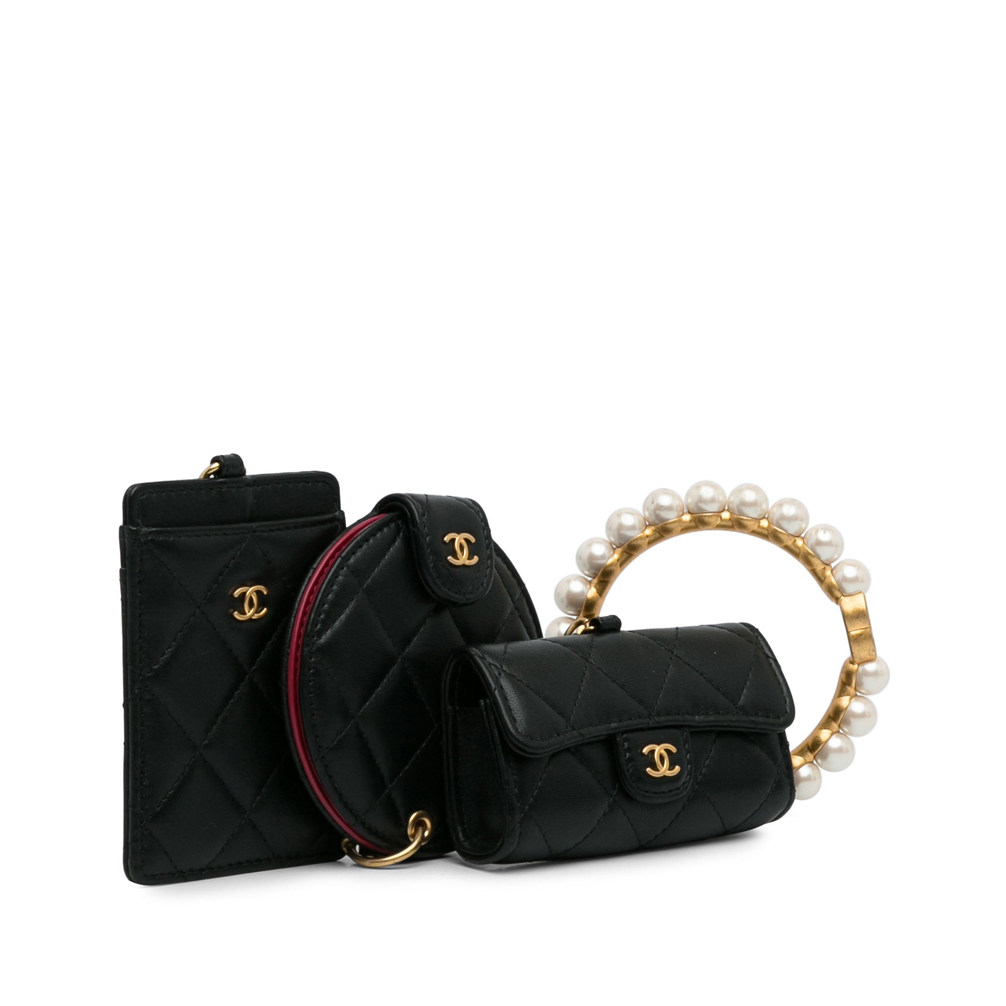 Chanel Quilted Lambskin Pearl Crown CC Wristlet Multi Pouches - image 2
