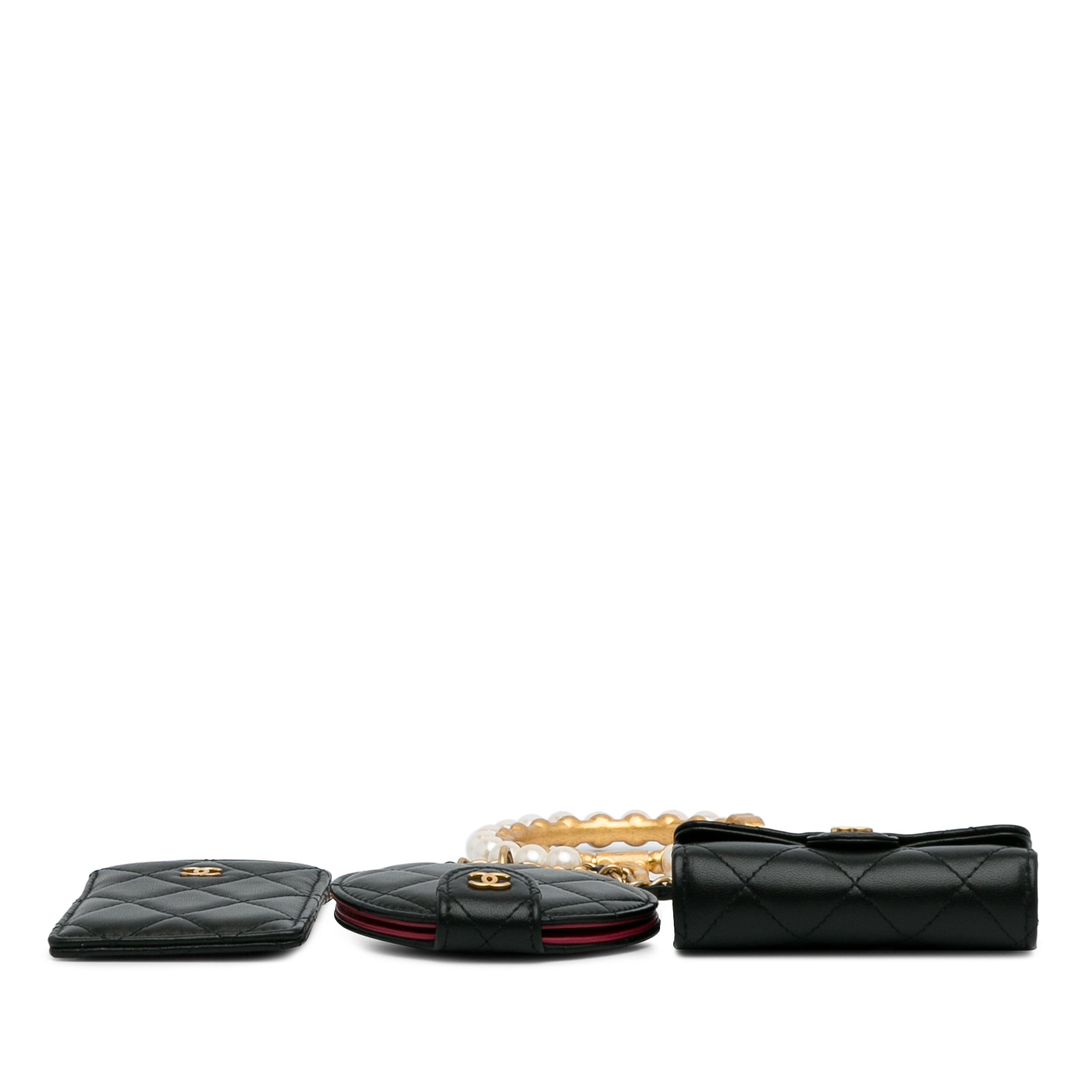 Chanel Quilted Lambskin Pearl Crown CC Wristlet Multi Pouches - image 4