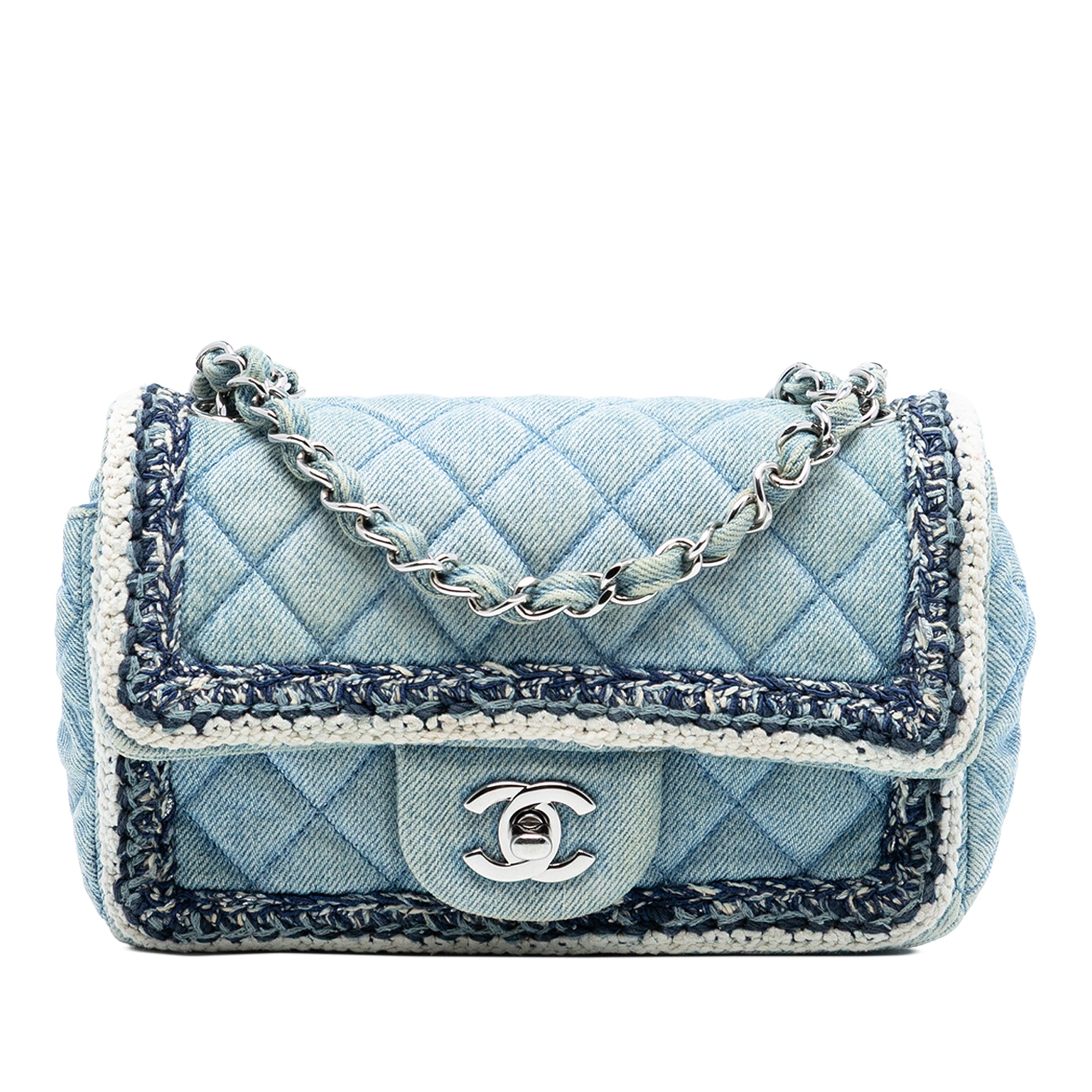 Chanel Mini Rectangular Classic Denim Braided Single Flap - image 1
