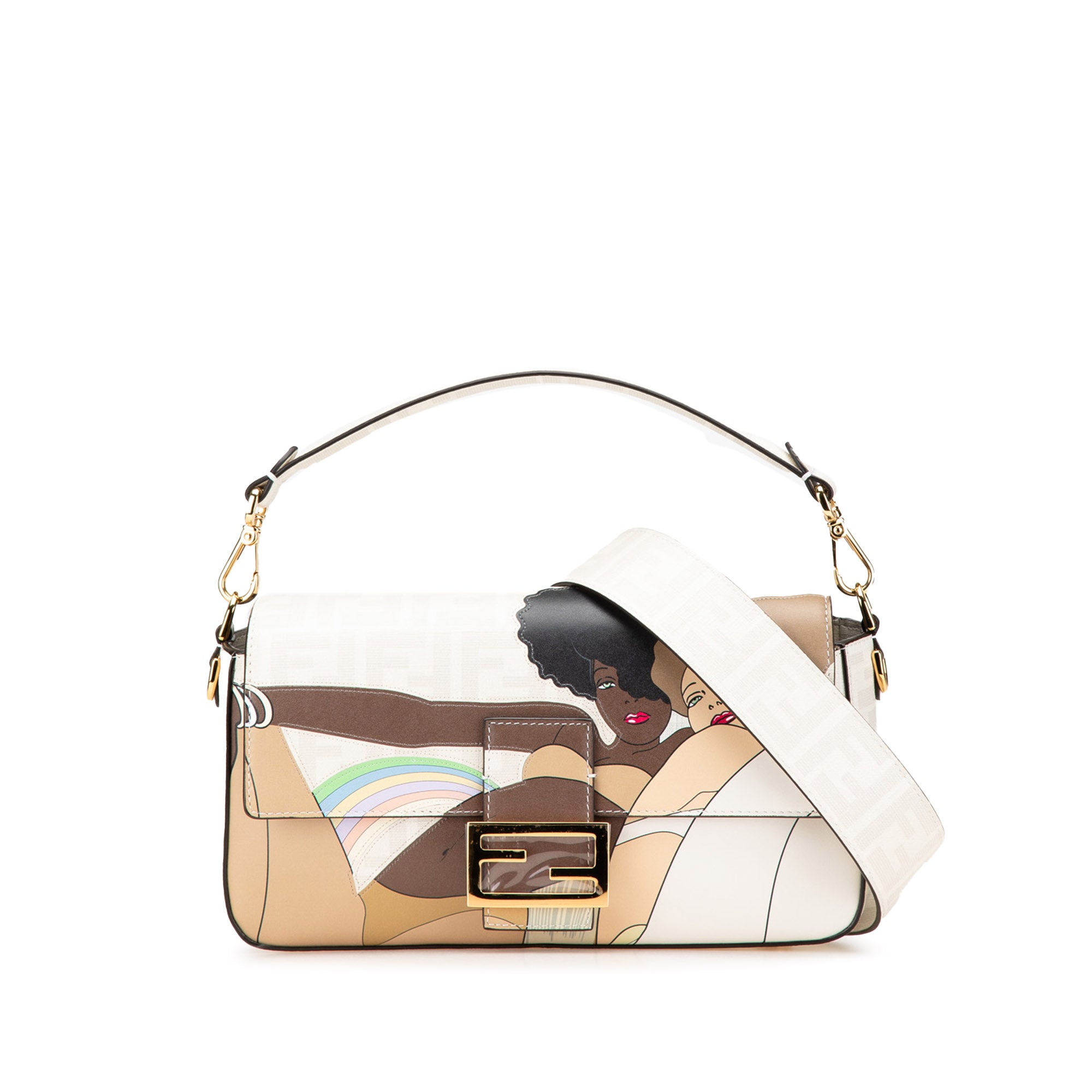 Fendi Zucca Graphic Print Coated Canvas Bikini Girls Baguette Satchel - image 1