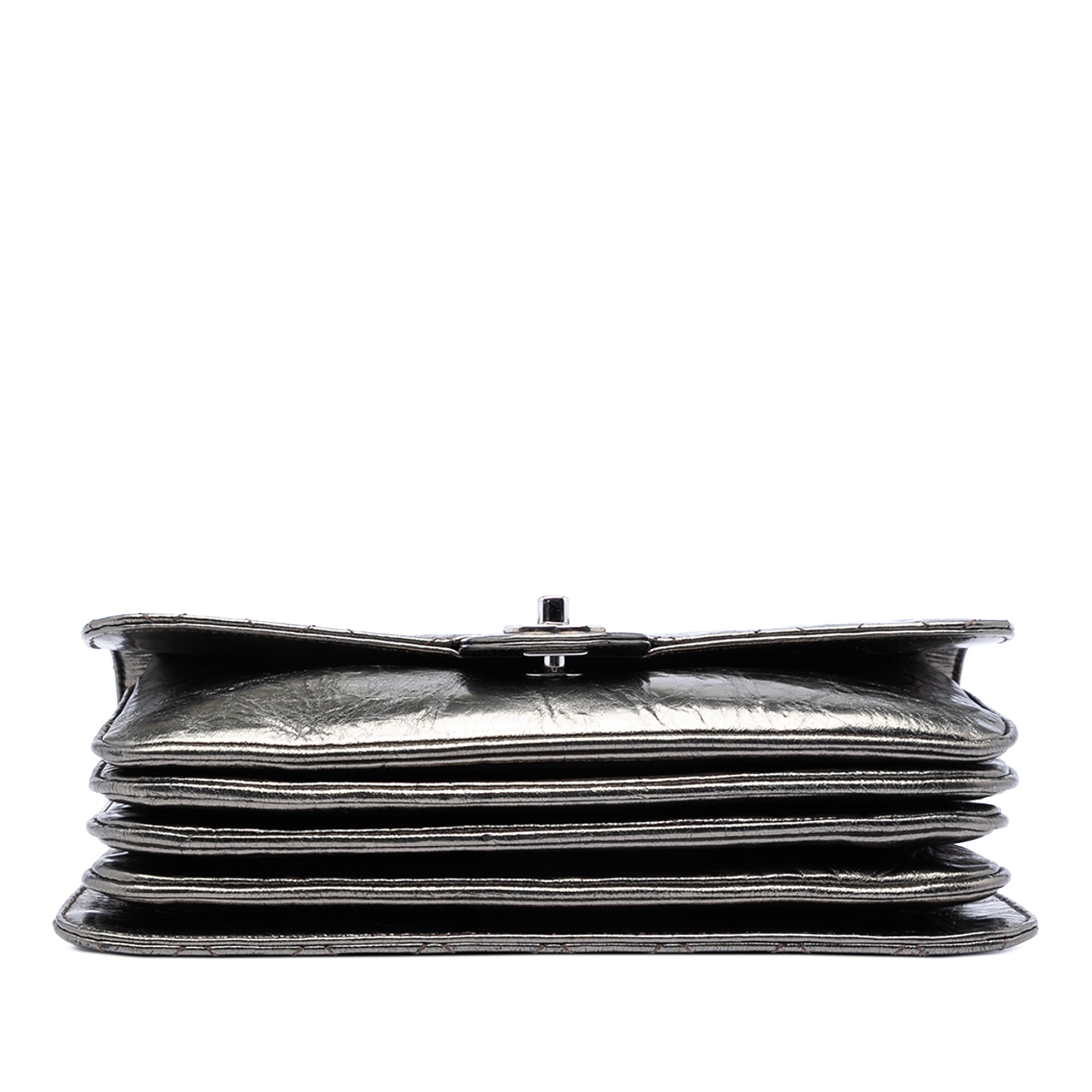 Chanel Medium Metallic Crackled Calfskin Clams Pocket Flap - image 3