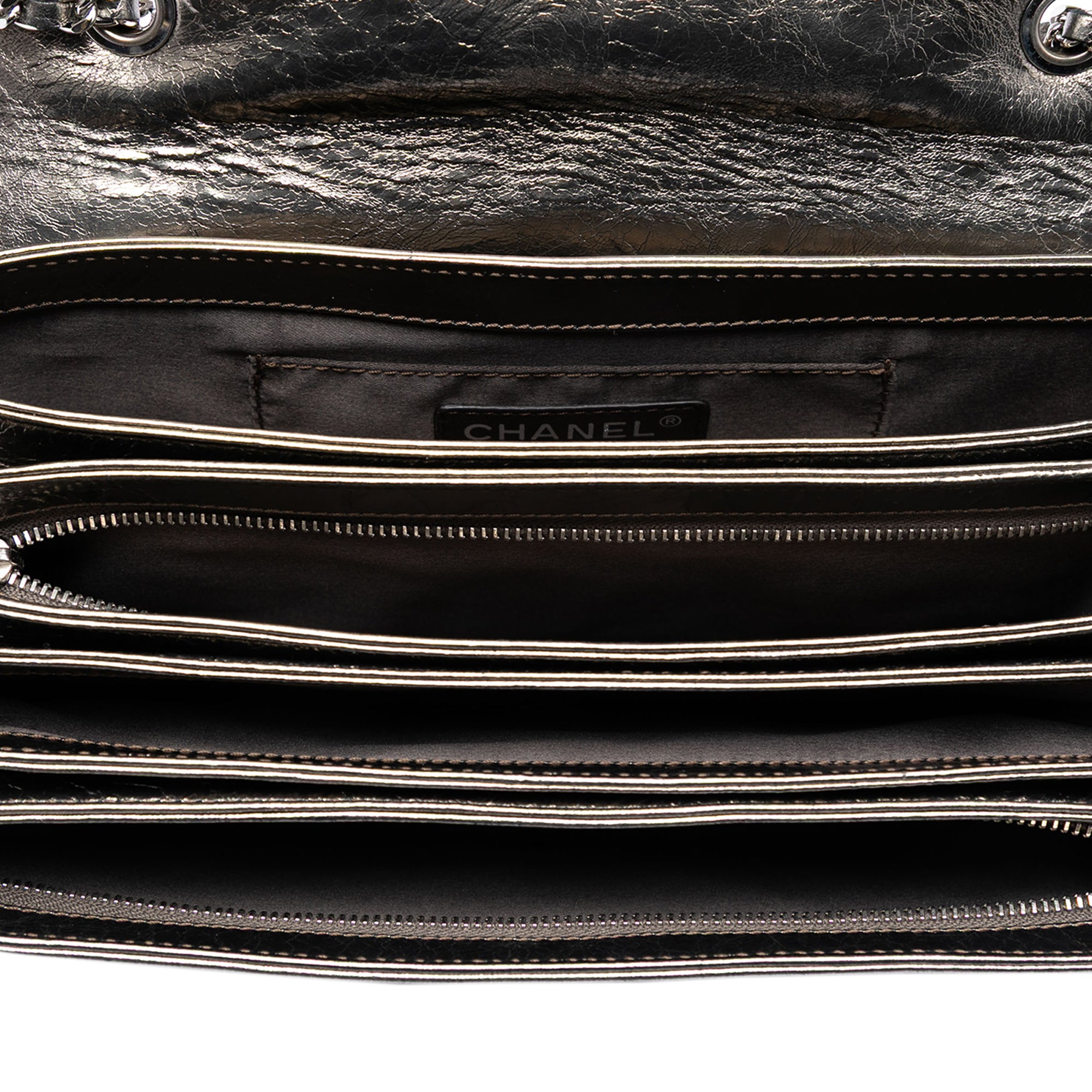 Chanel Medium Metallic Crackled Calfskin Clams Pocket Flap - image 4