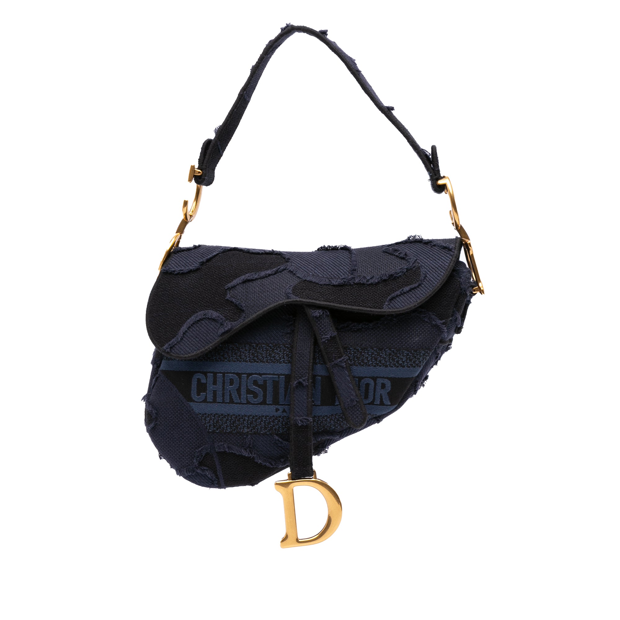Dior Canvas Embroidered Camouflage Saddle Bag - image 1