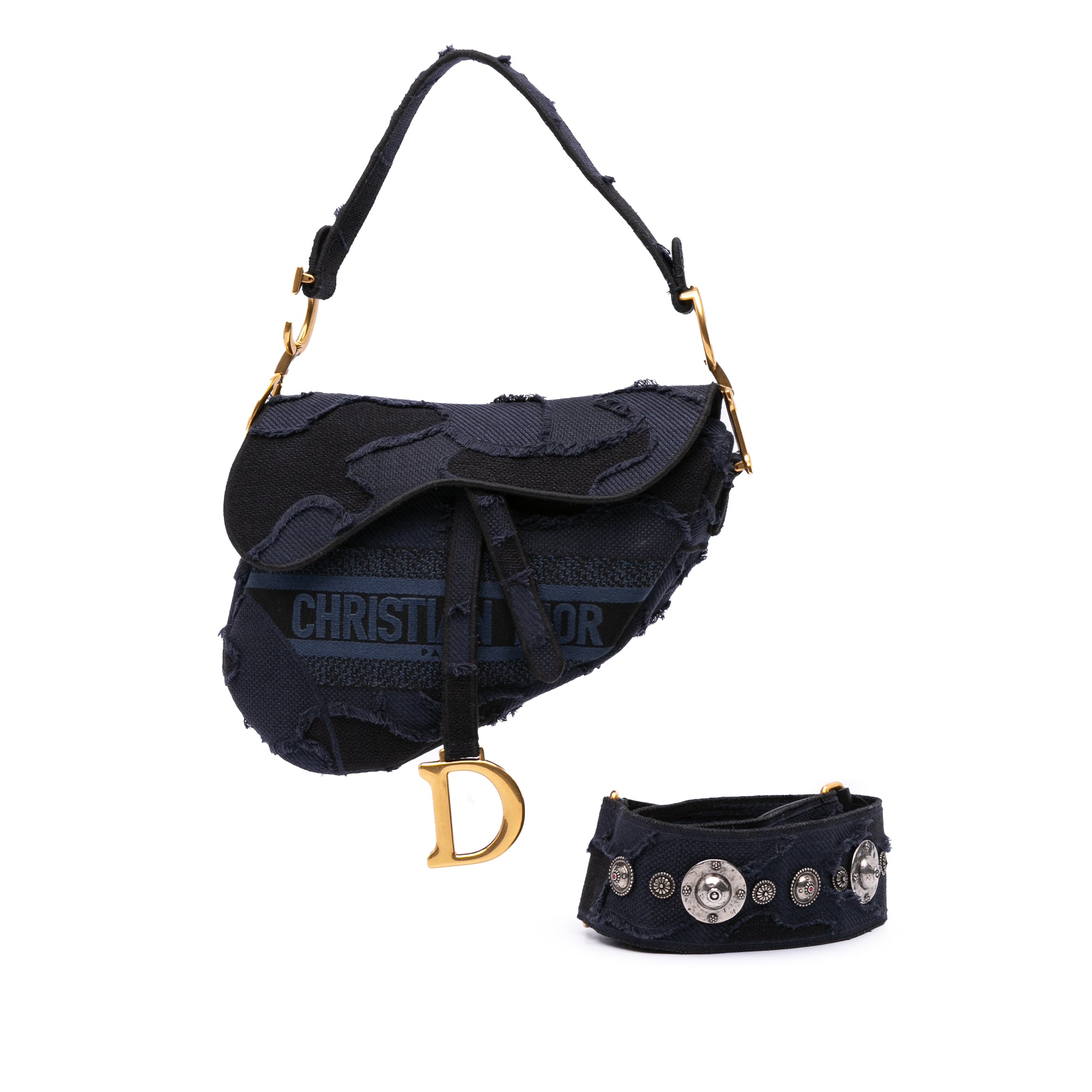 Dior Canvas Embroidered Camouflage Saddle Bag - image 12