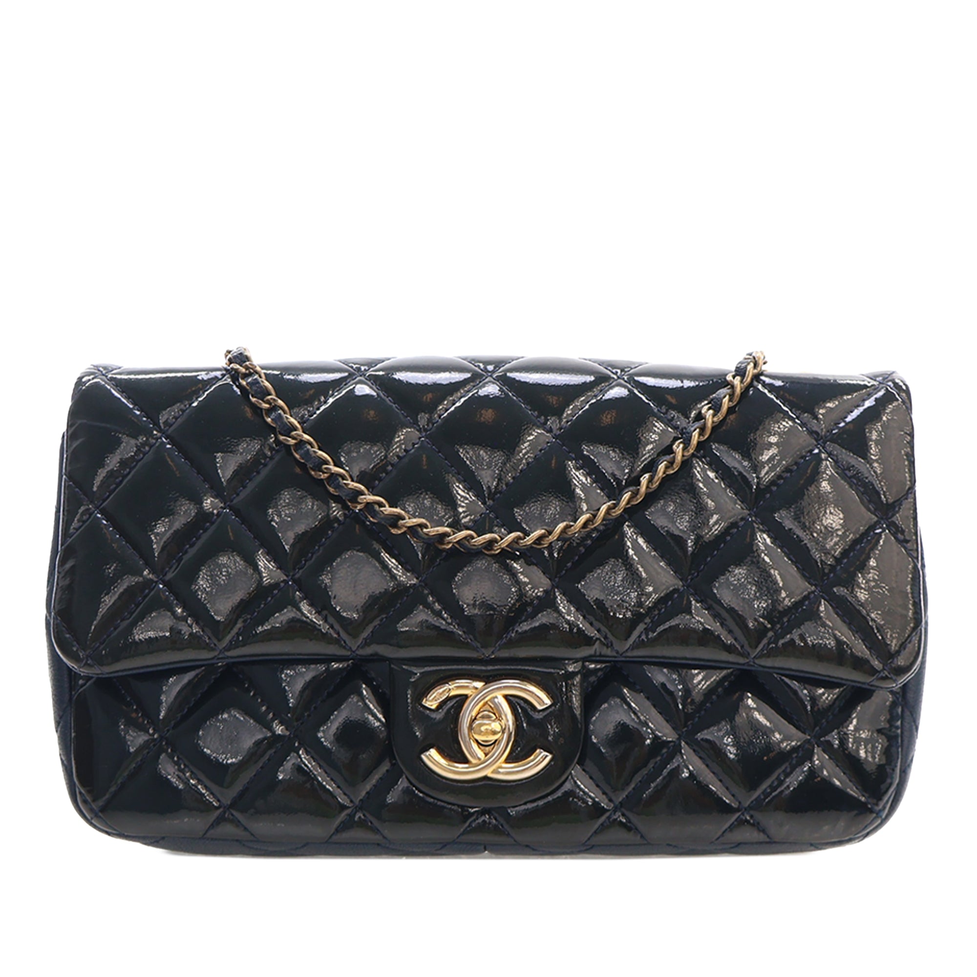 Chanel Paris Salzburg Medium Patent and Goatskin CC Eyelet Flap - image 1