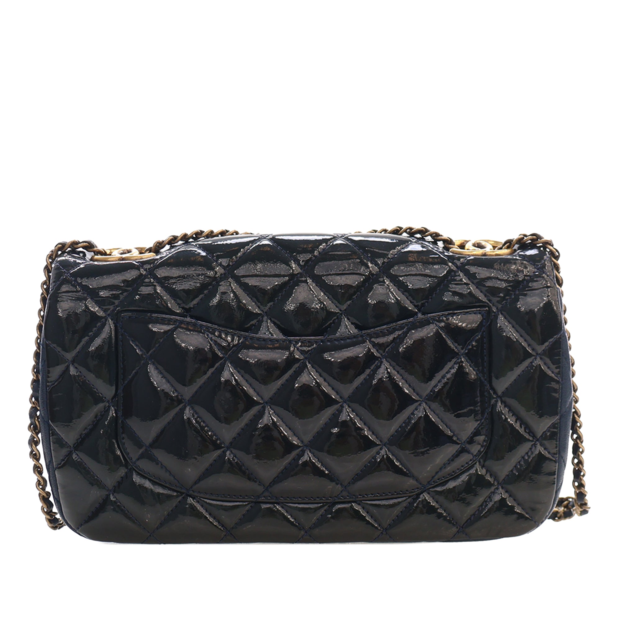 Chanel Paris Salzburg Medium Patent and Goatskin CC Eyelet Flap - image 2