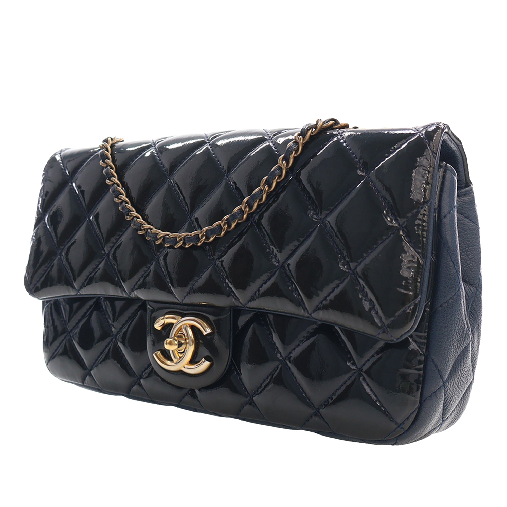 Chanel Paris Salzburg Medium Patent and Goatskin CC Eyelet Flap - image 4