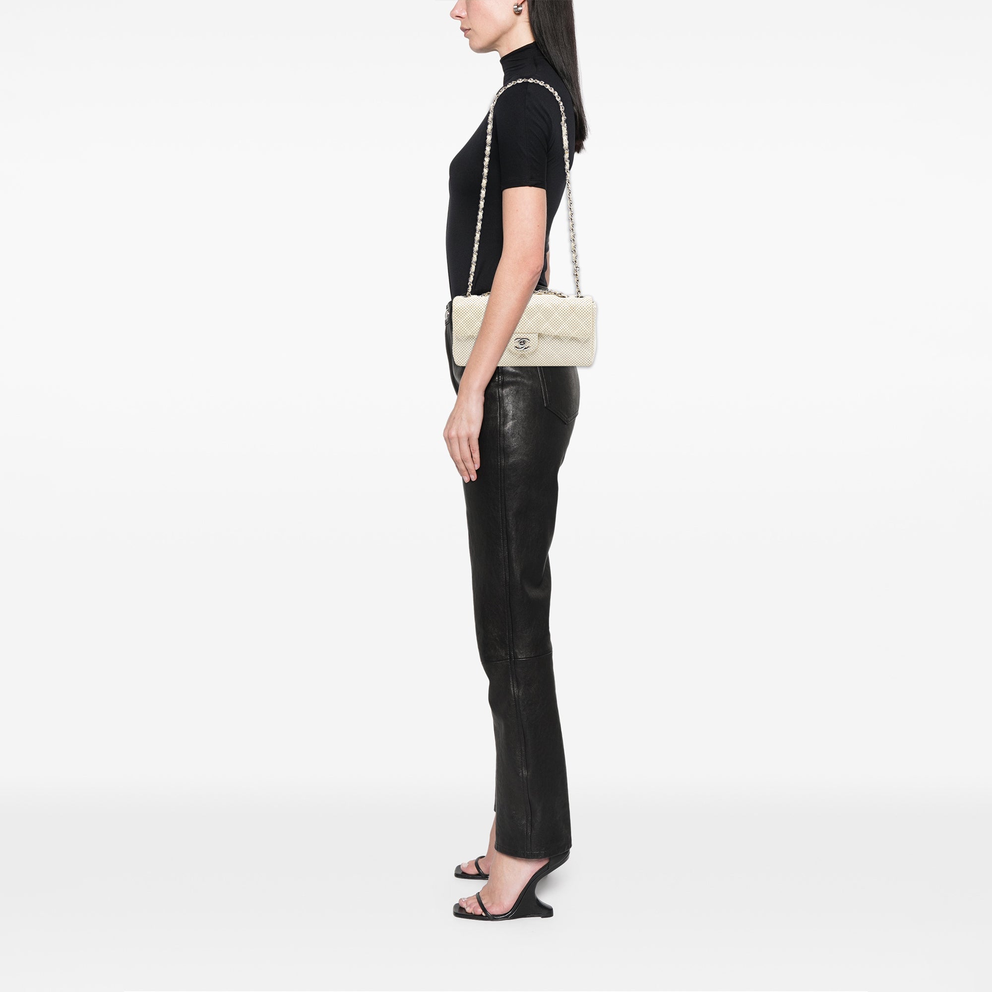 Chanel Classic Perforated Lambskin East West Flap - image 6
