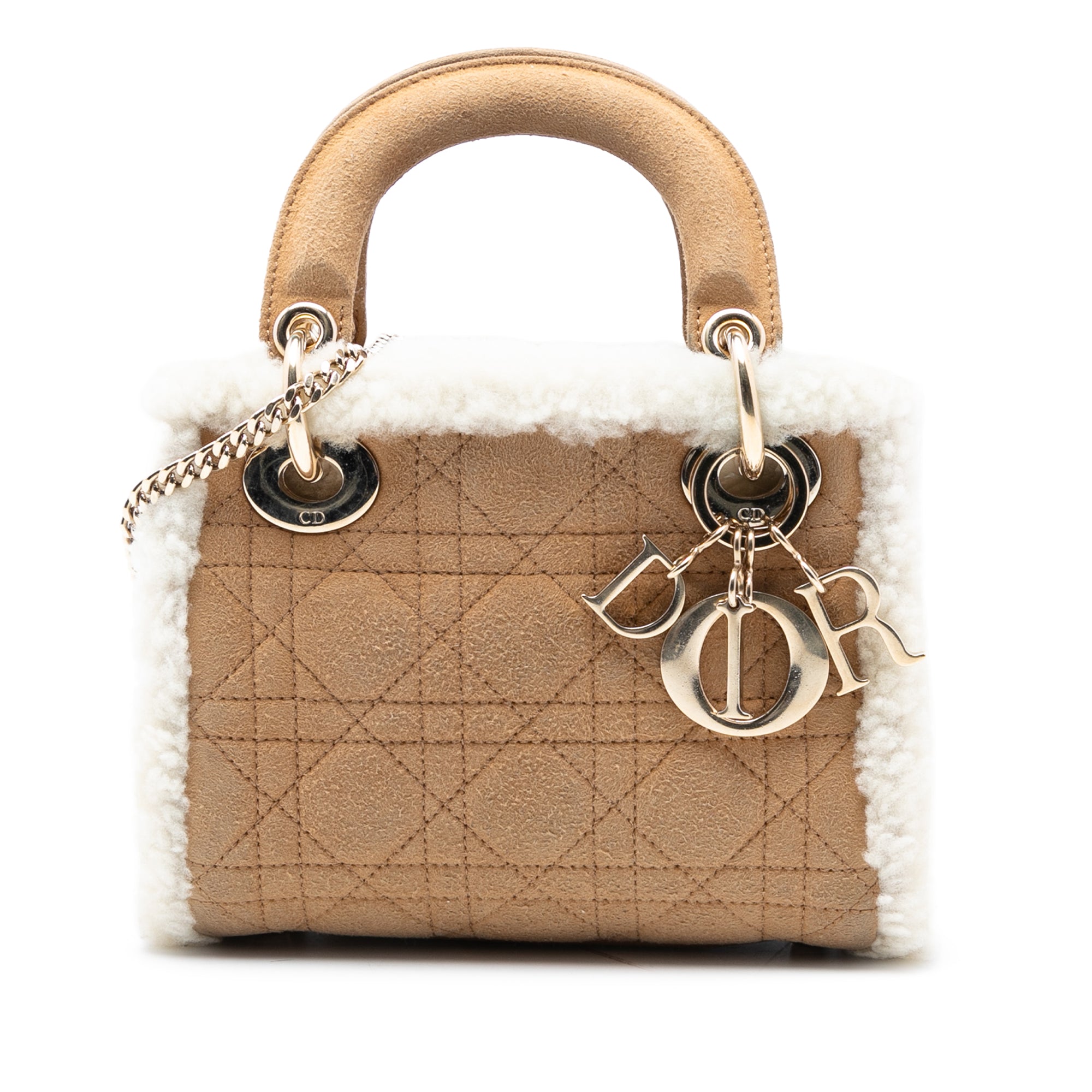 Dior Mini Suede Cannage with Shearling Trim Lady Dior - image 1