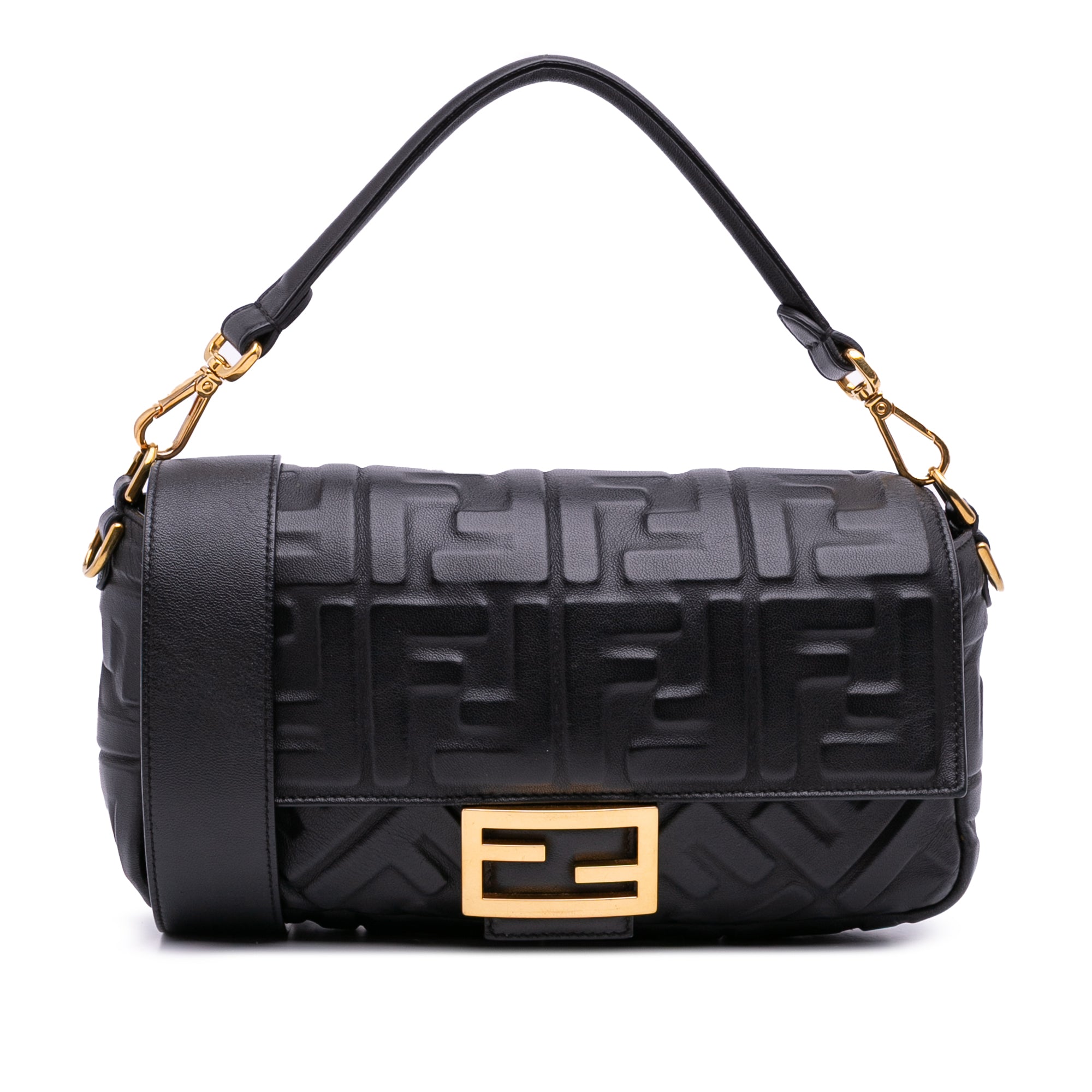 Fendi Zucca Embossed Leather Baguette Satchel - image 1
