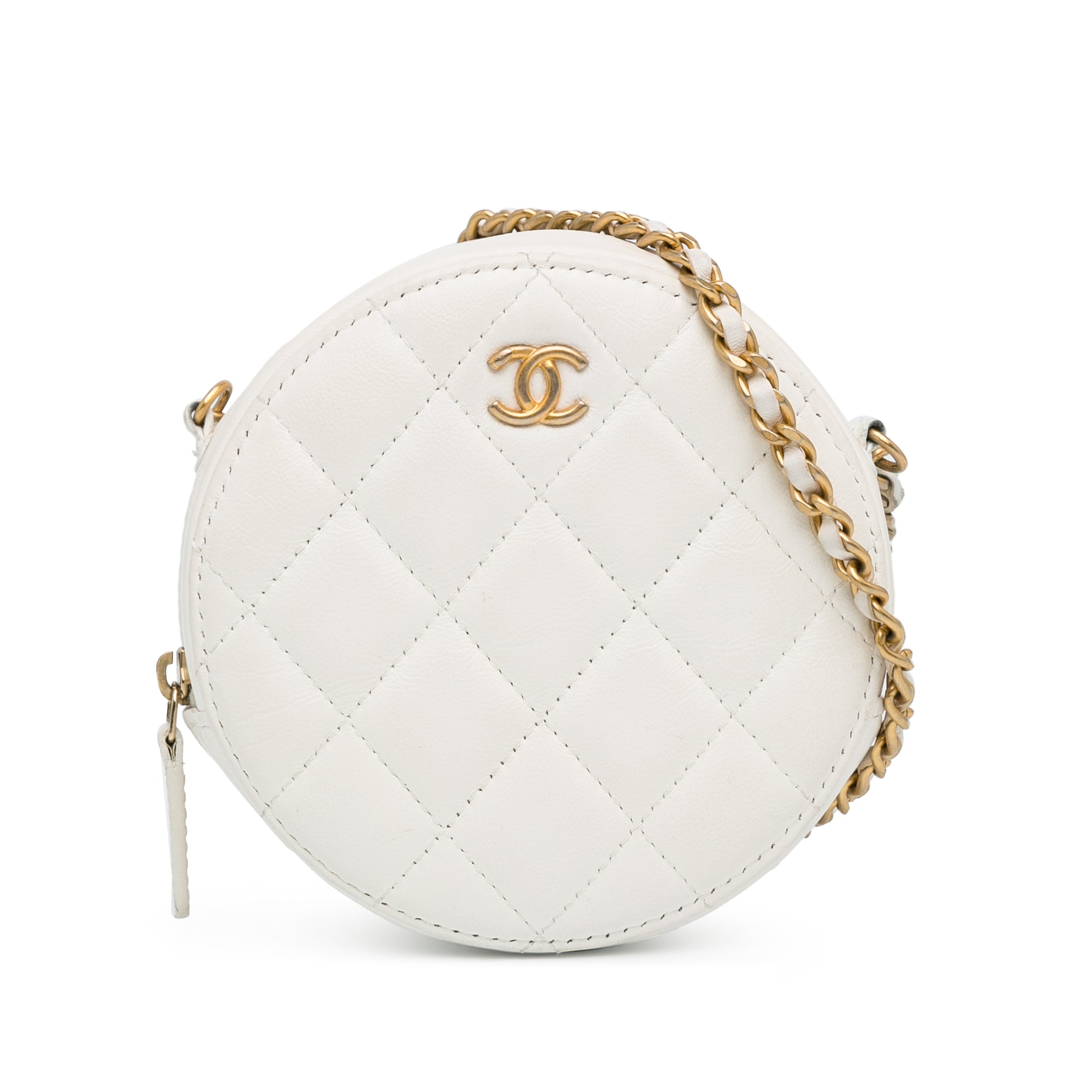 Chanel Quilted Lambskin Pearl Crush Round Clutch with Chain - image 1