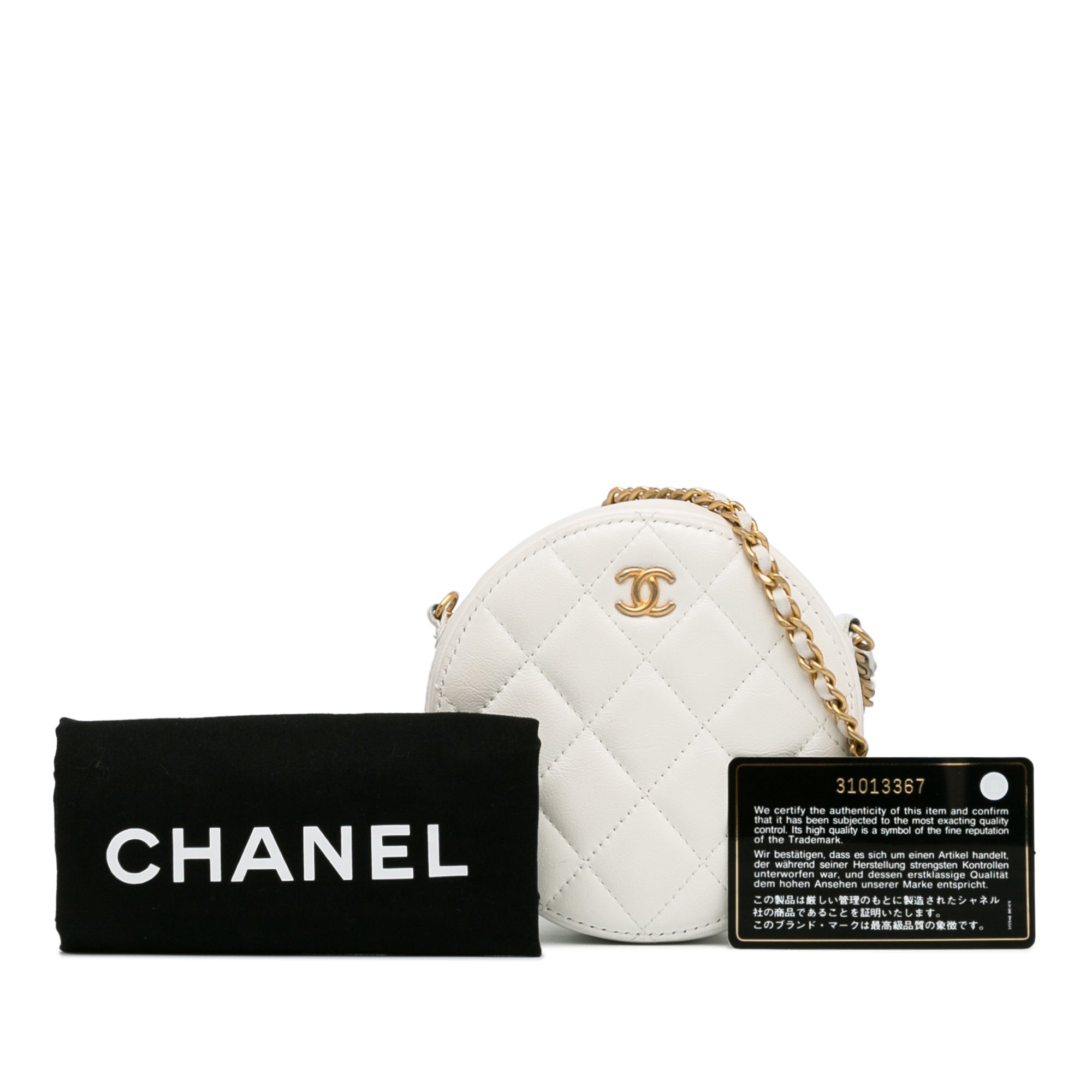 Chanel Quilted Lambskin Pearl Crush Round Clutch with Chain - image 15