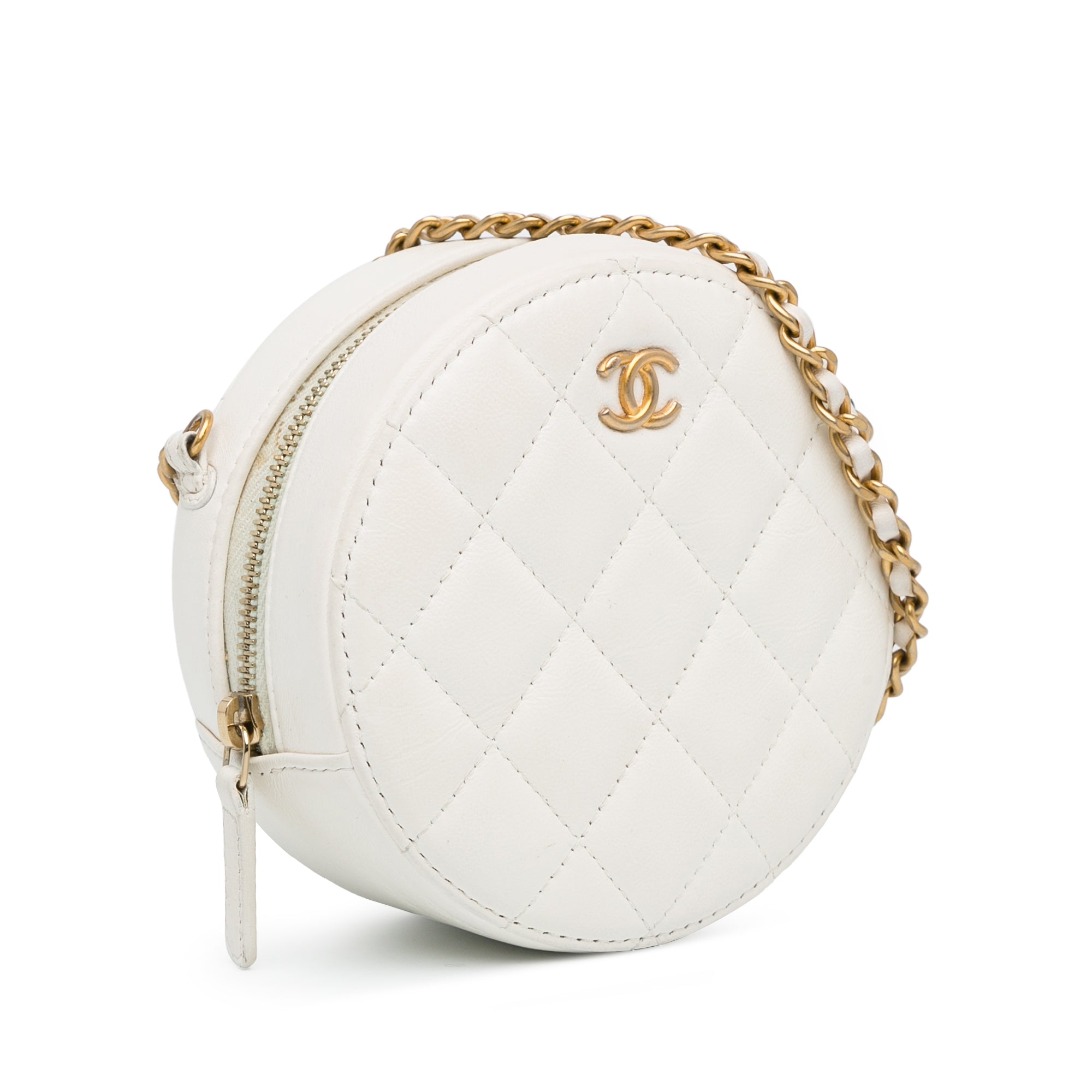Chanel Quilted Lambskin Pearl Crush Round Clutch with Chain - image 2