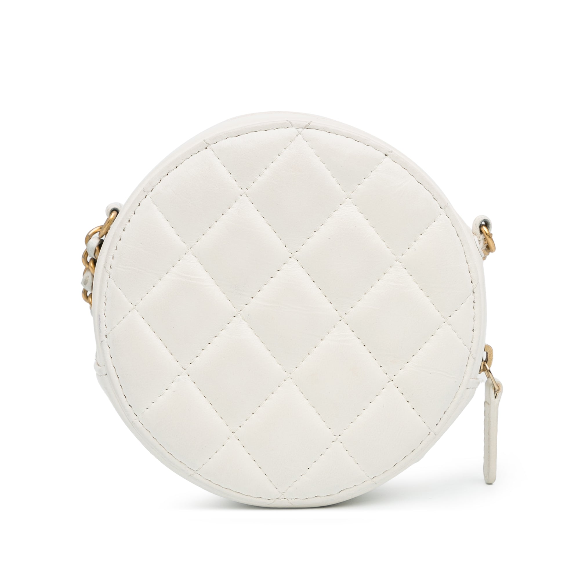 Chanel Quilted Lambskin Pearl Crush Round Clutch with Chain - image 3
