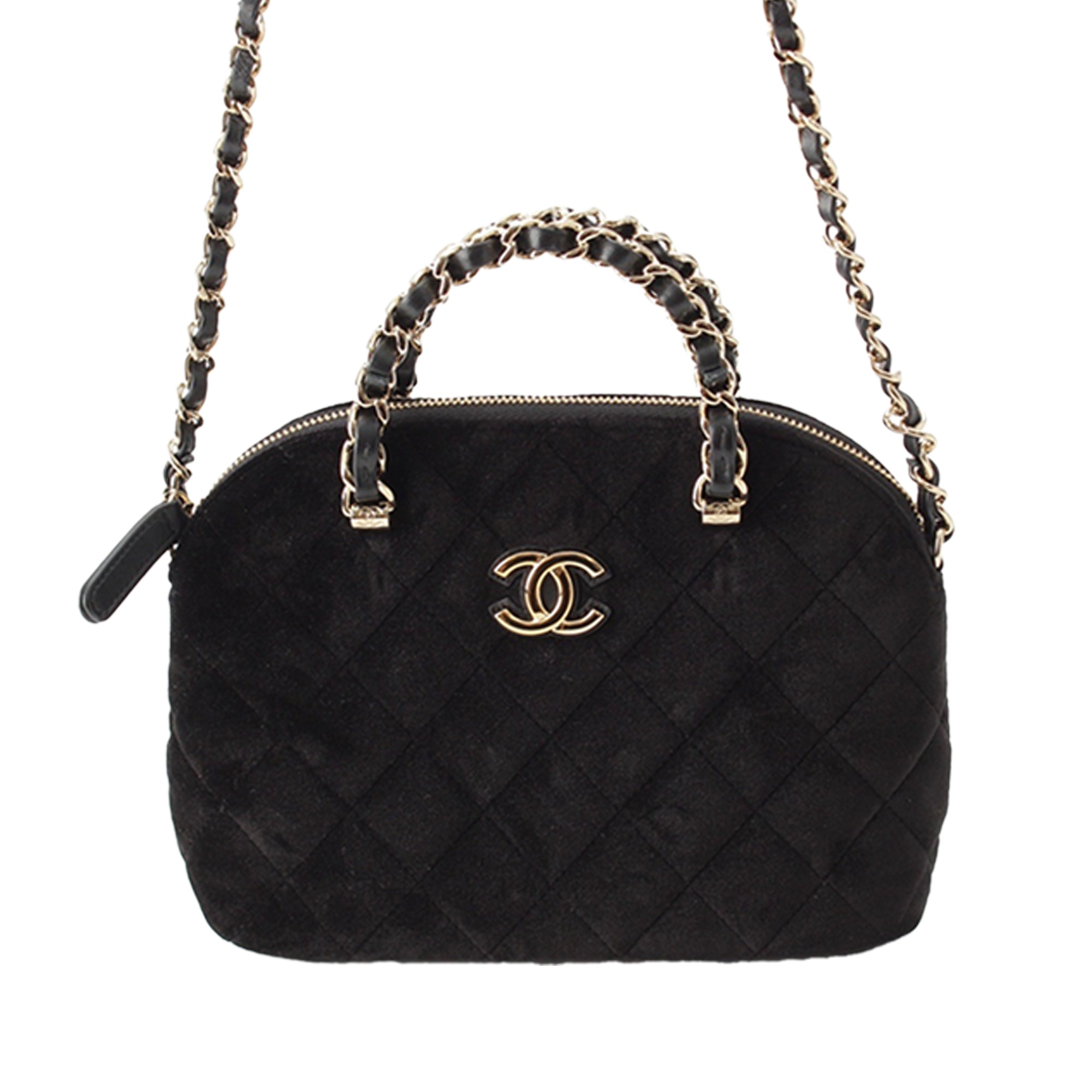Chanel Quilted Velvet Coco Clutch With Chain - image 1