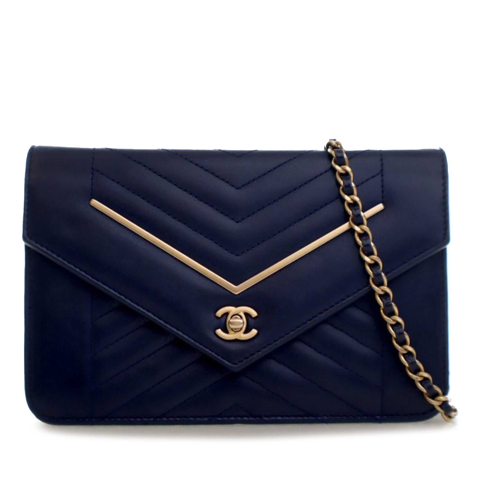 Chanel Reversed Chevron Lambskin Wallet on Chain - image 1