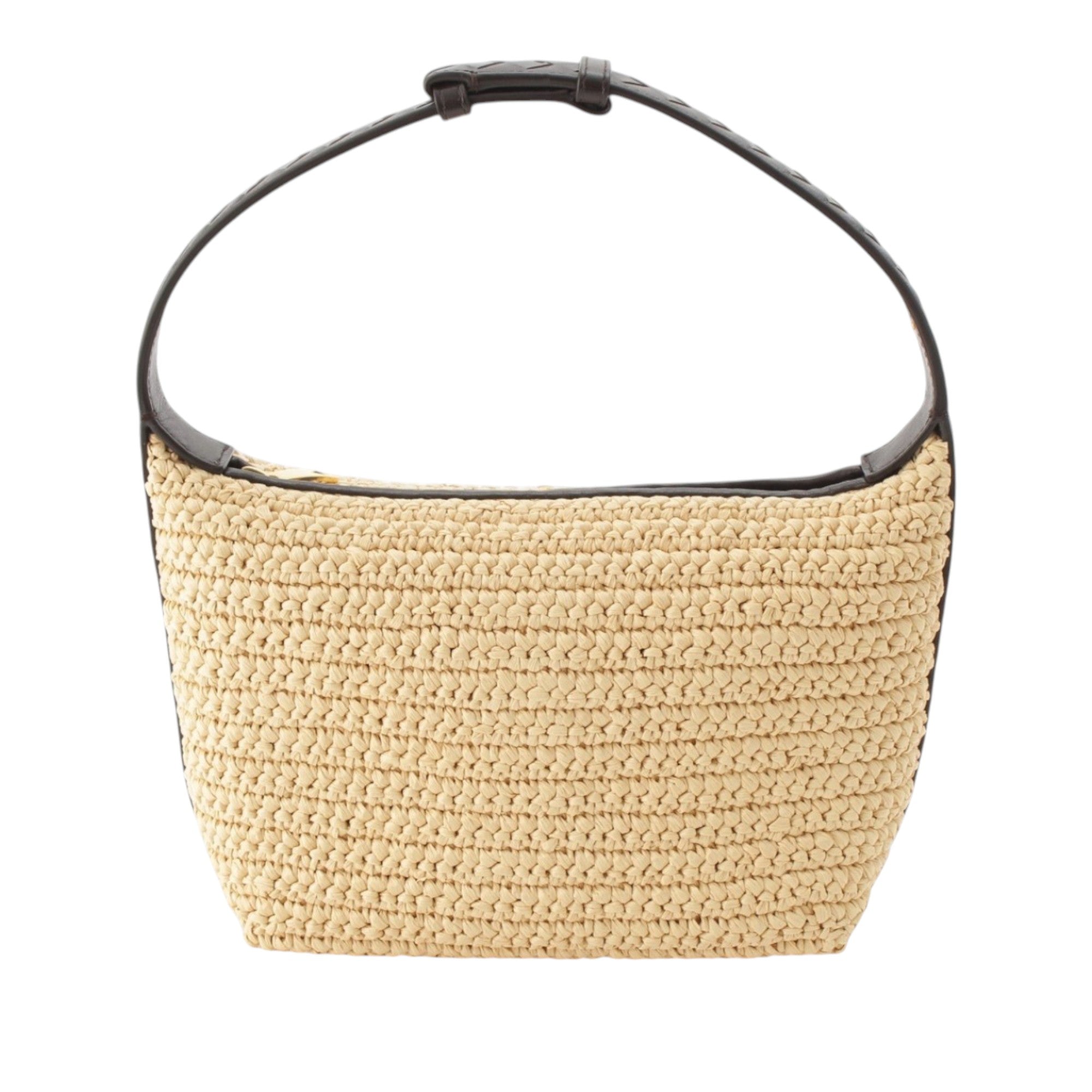 Bottega Veneta Mini Nappa Intrecciato Trimmed Raffia Wallace Handbag - image 1