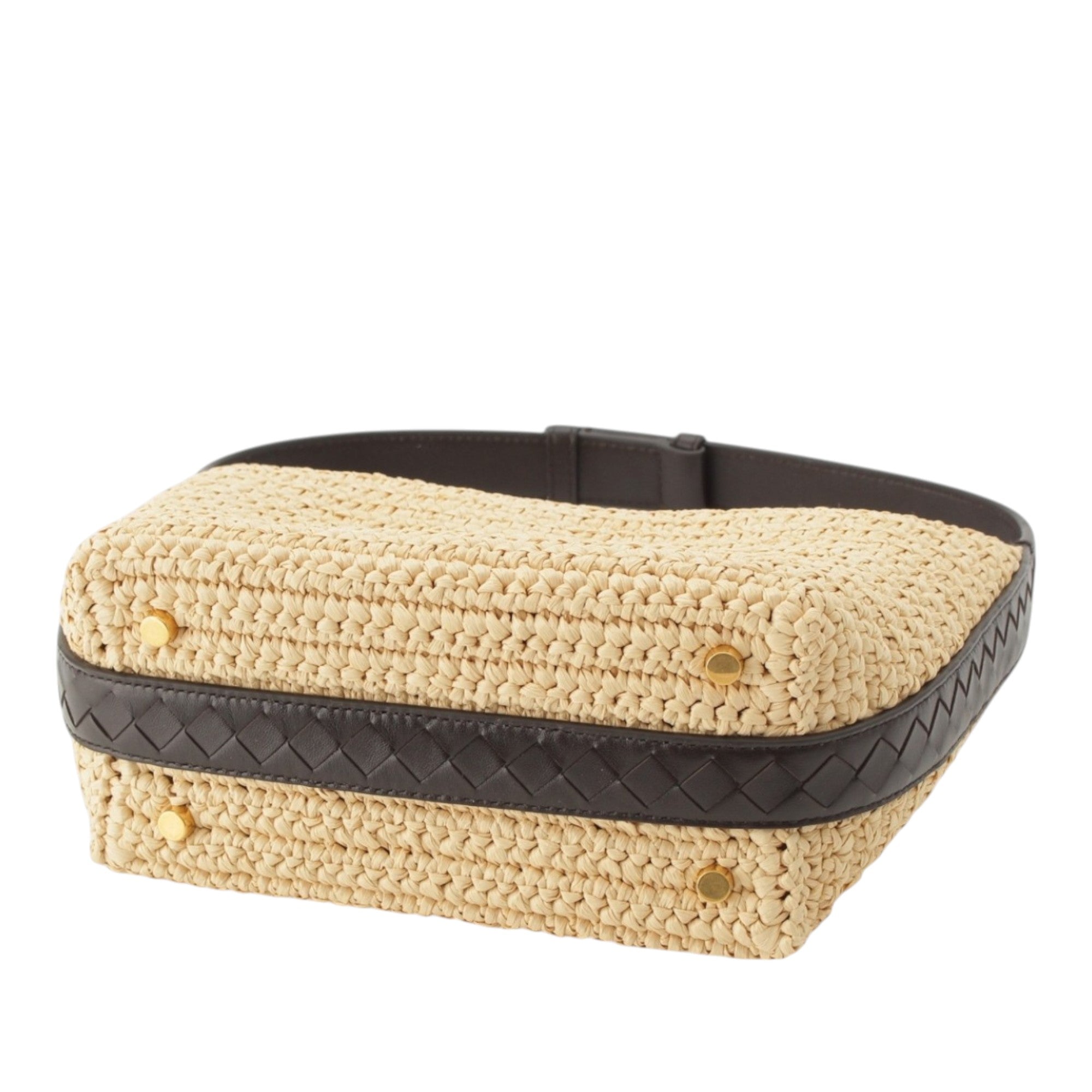 Bottega Veneta Mini Nappa Intrecciato Trimmed Raffia Wallace Handbag - image 5