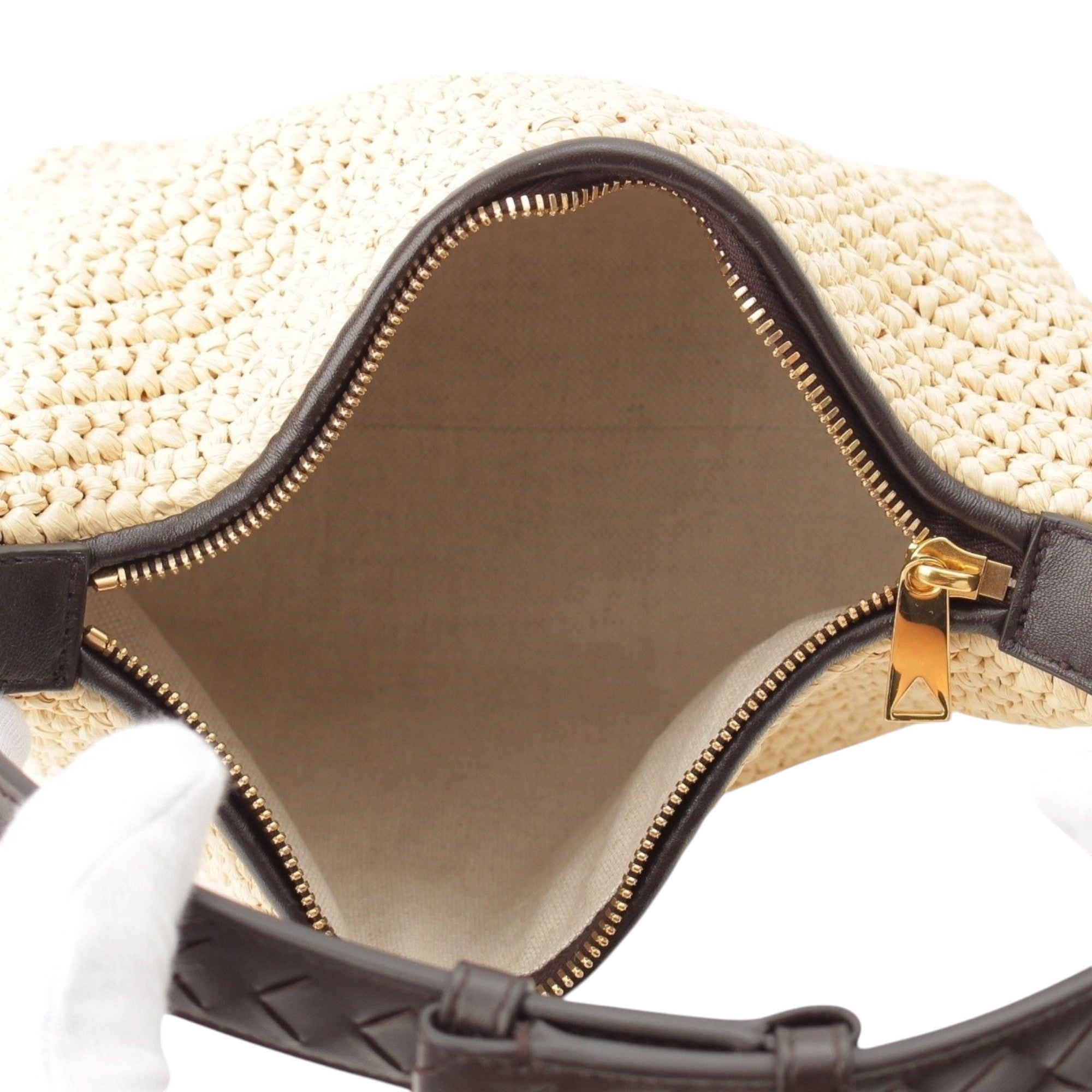 Bottega Veneta Mini Nappa Intrecciato Trimmed Raffia Wallace Handbag - image 6