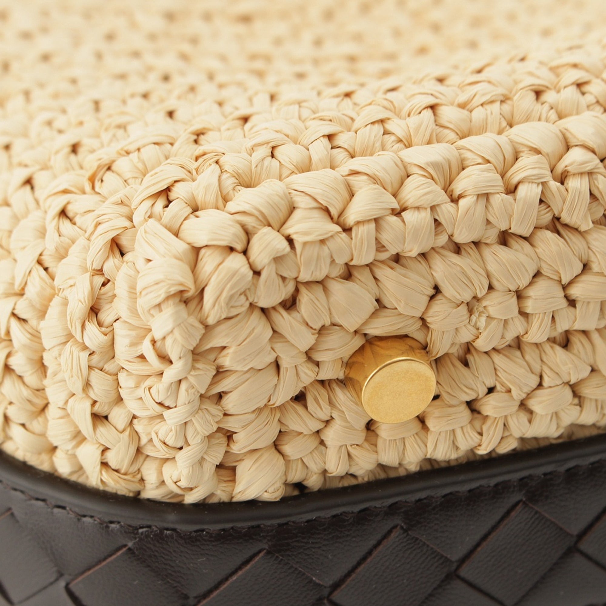 Bottega Veneta Mini Nappa Intrecciato Trimmed Raffia Wallace Handbag - image 9
