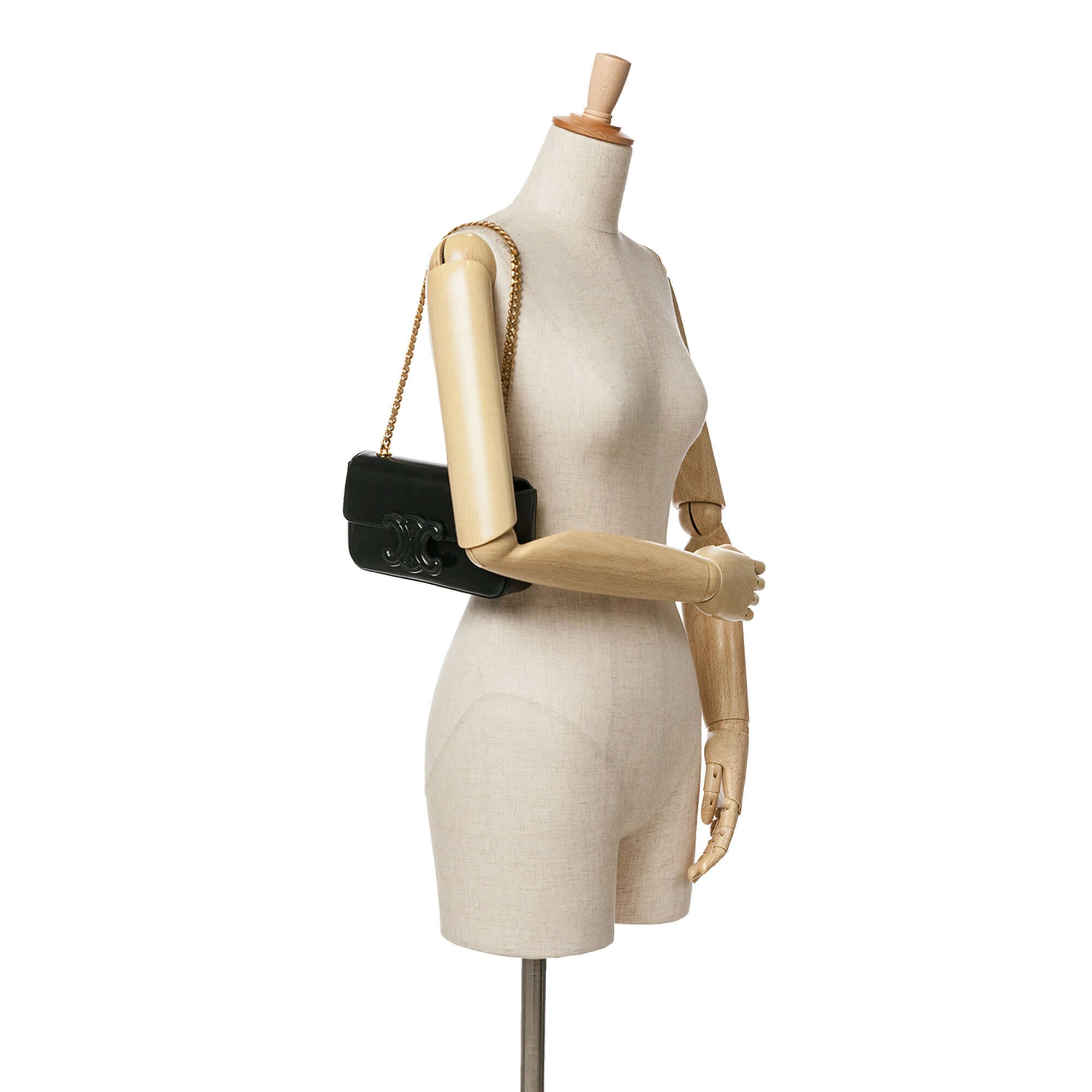 Celine Smooth Calfskin Cuir Triomphe Chain Shoulder Bag