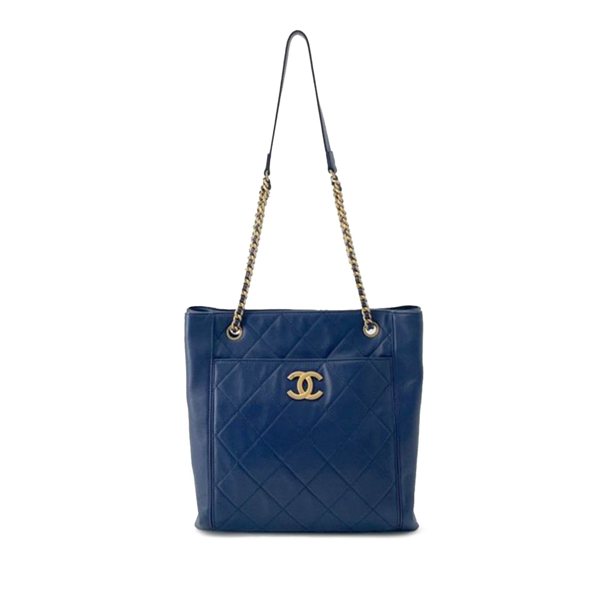 Chanel CC Quilted Calfskin Front Pocket Shopping Bag - image 1