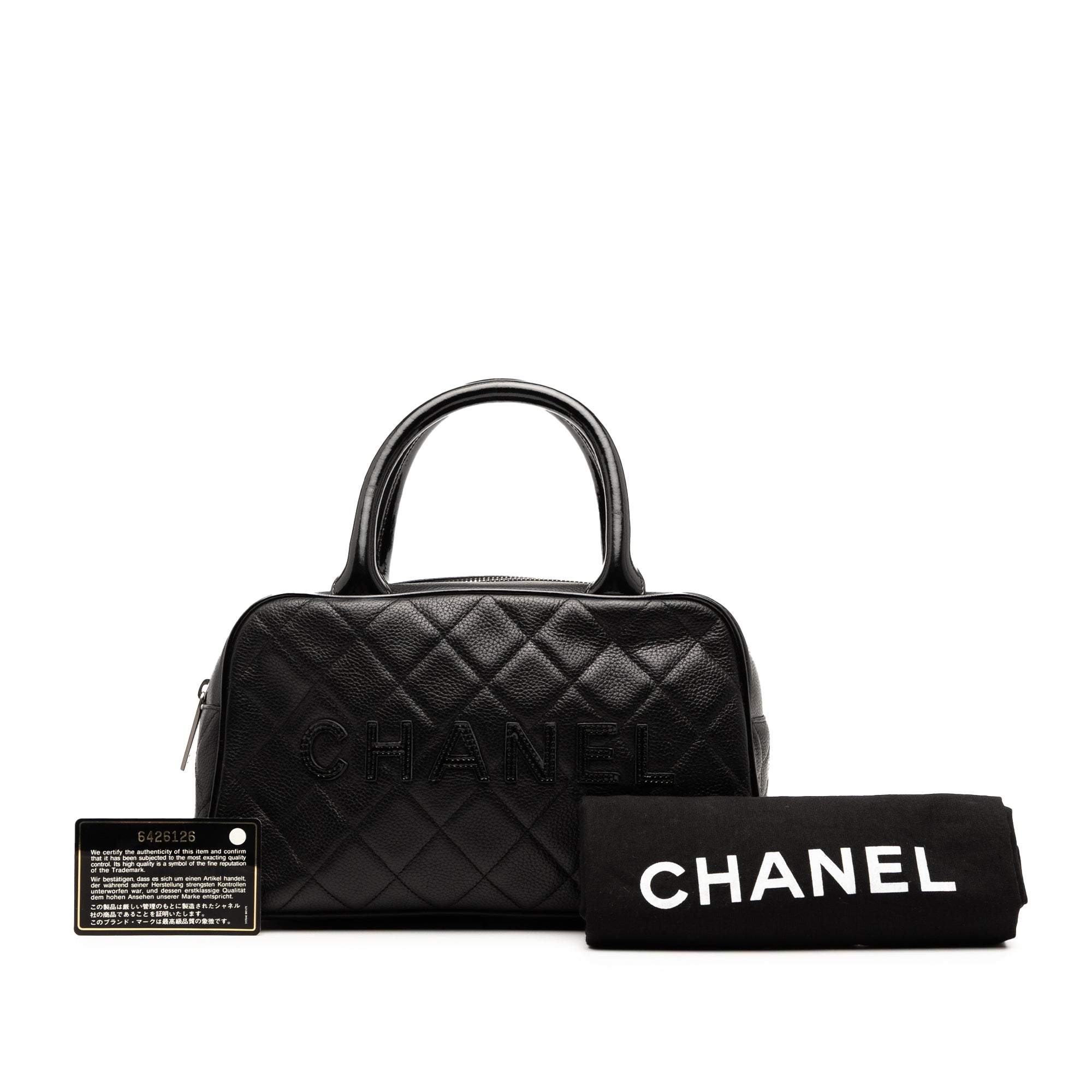 Chanel Quilted Calfskin Logo Bowler Bag - image 8