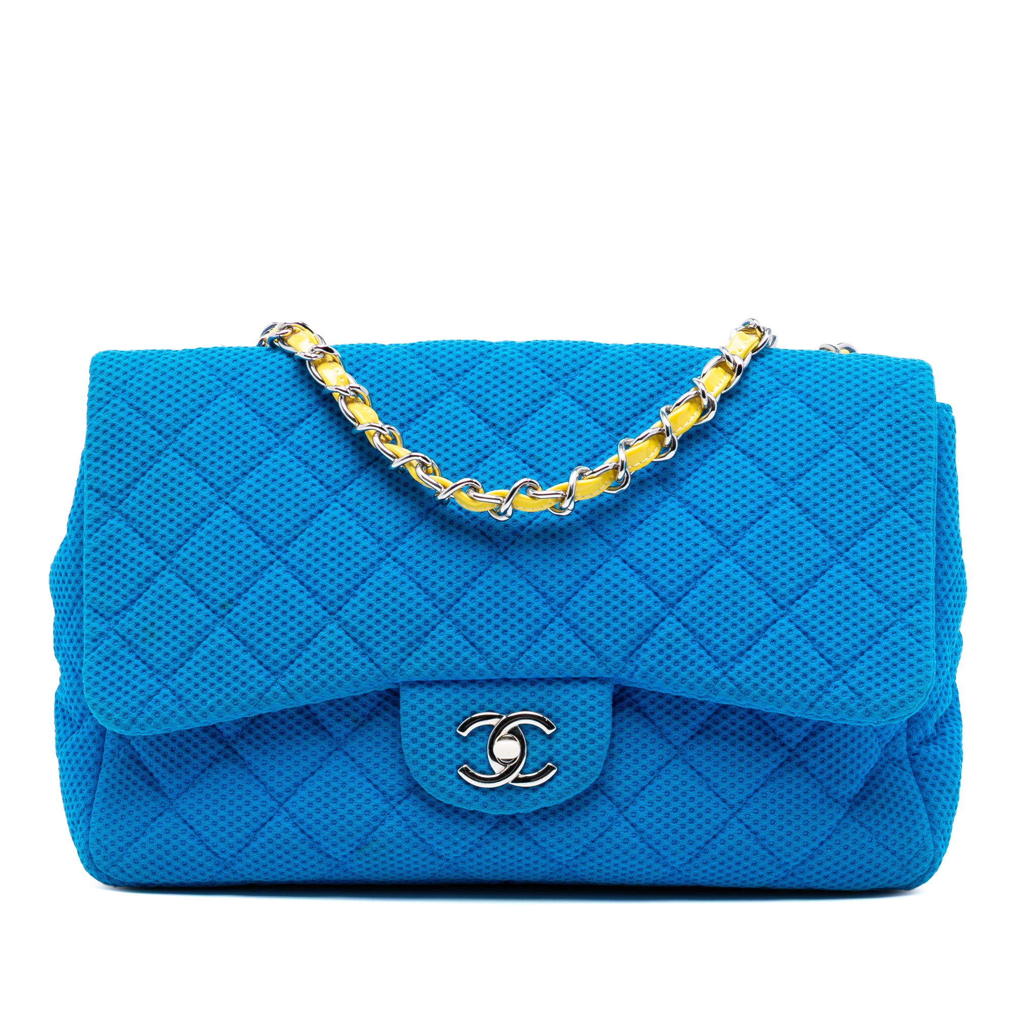 Chanel Medium Quilted Perforated Jersey Single Flap - image 1
