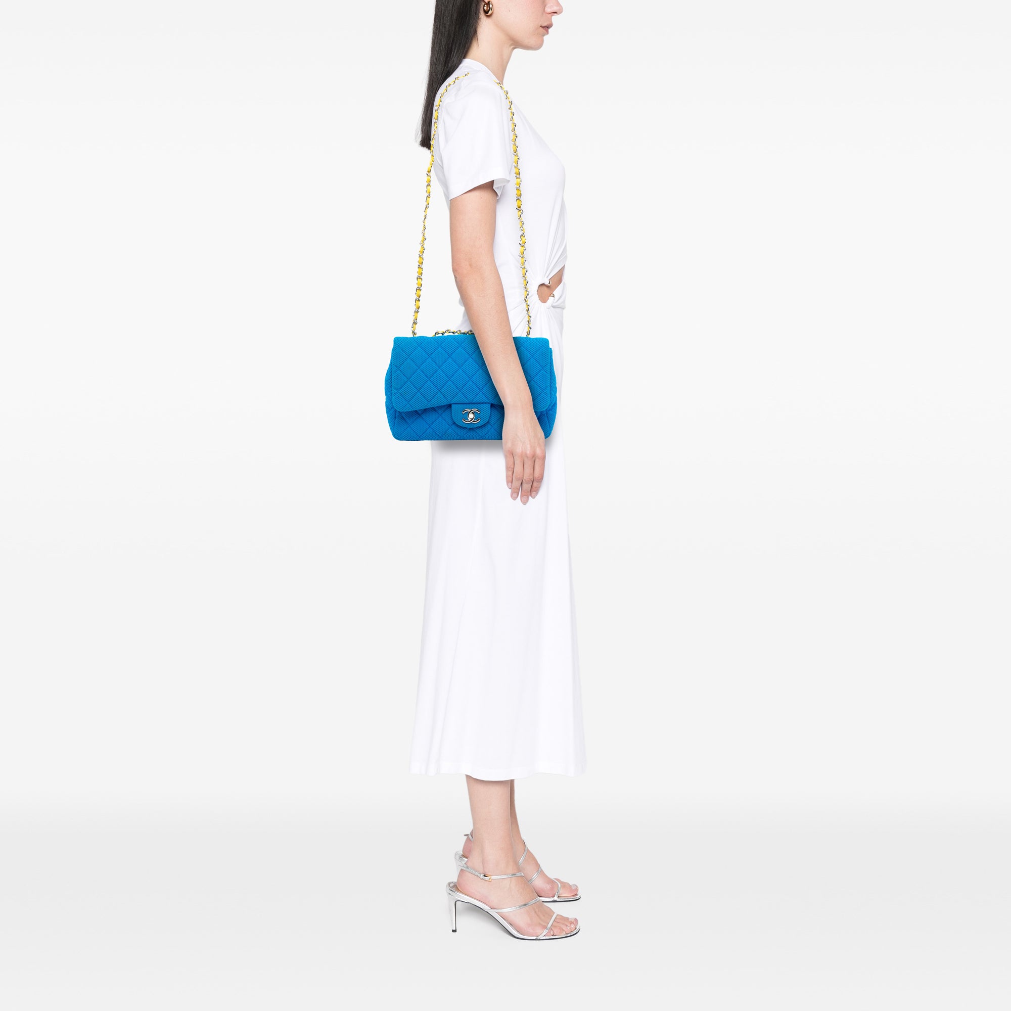 Chanel Medium Quilted Perforated Jersey Single Flap - image 6
