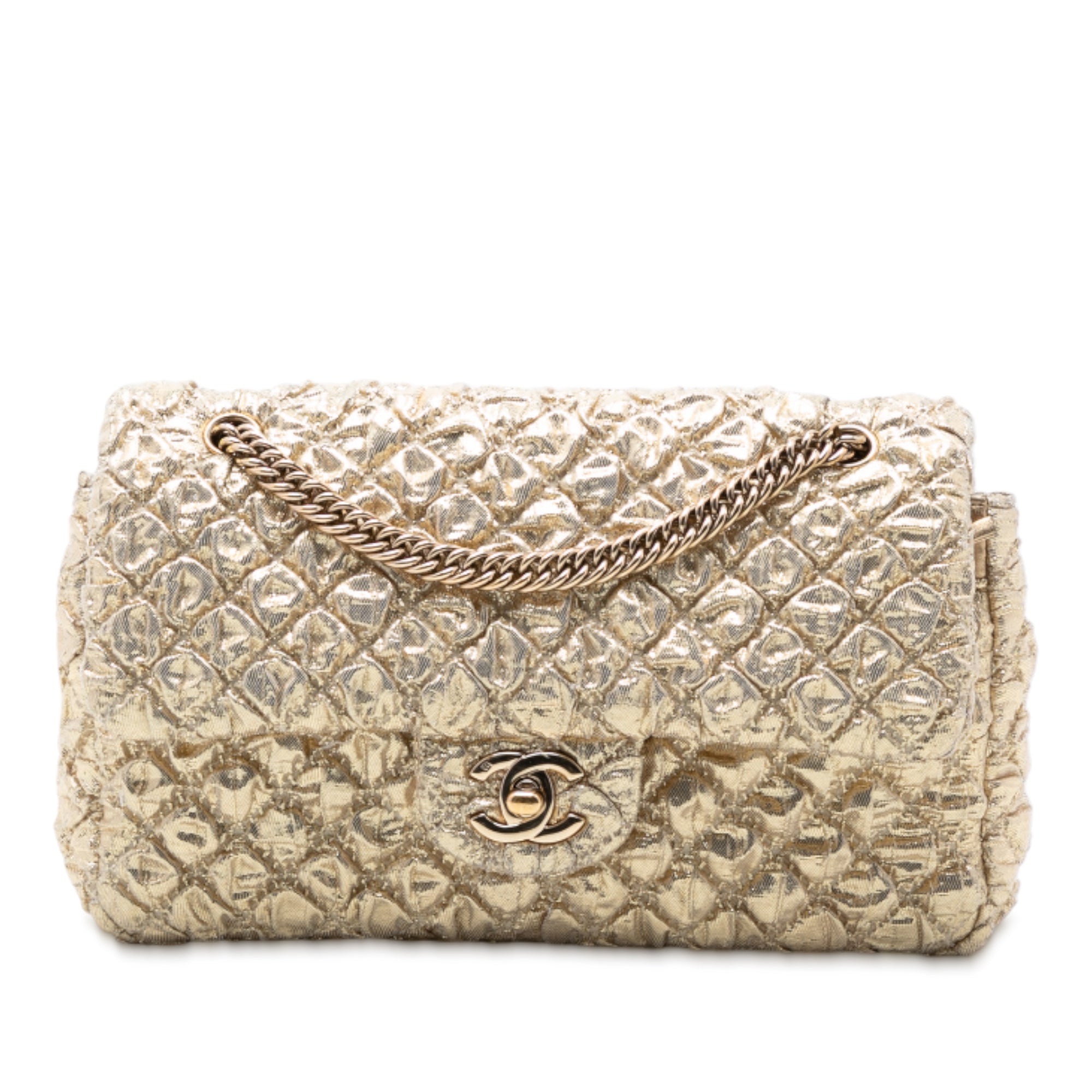 Chanel Small Classic Metallic Lame Bijoux Chain Double Flap - image 1