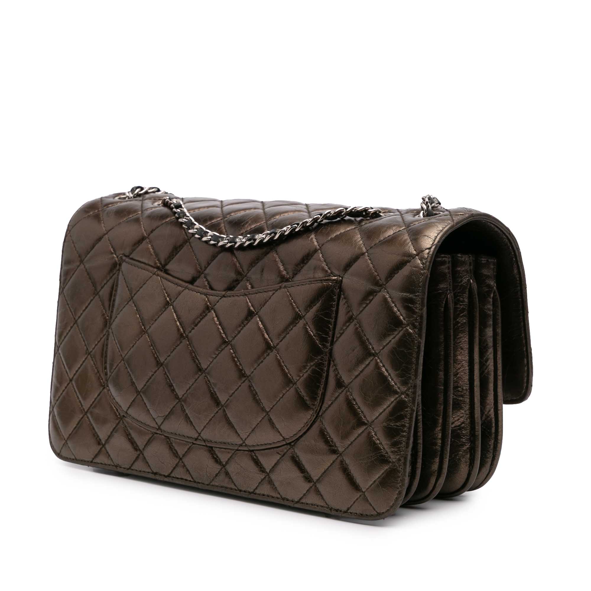 Chanel Medium Metallic Crackled Calfskin Clams Pocket Flap - image 2