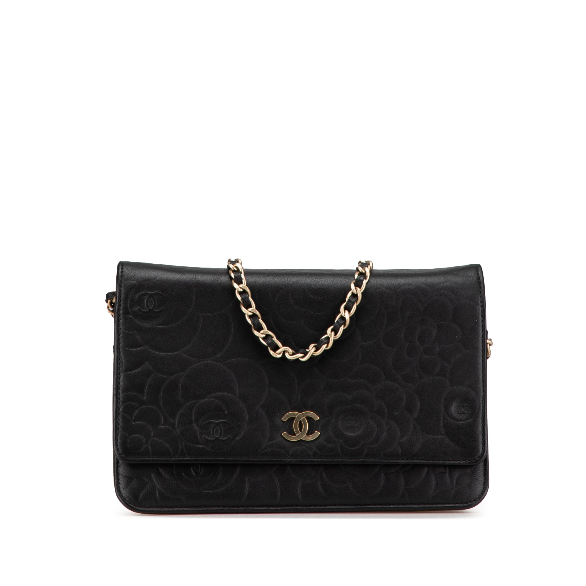 Chanel CC Embossed Lambskin Camellia Wallet On Chain - image 1
