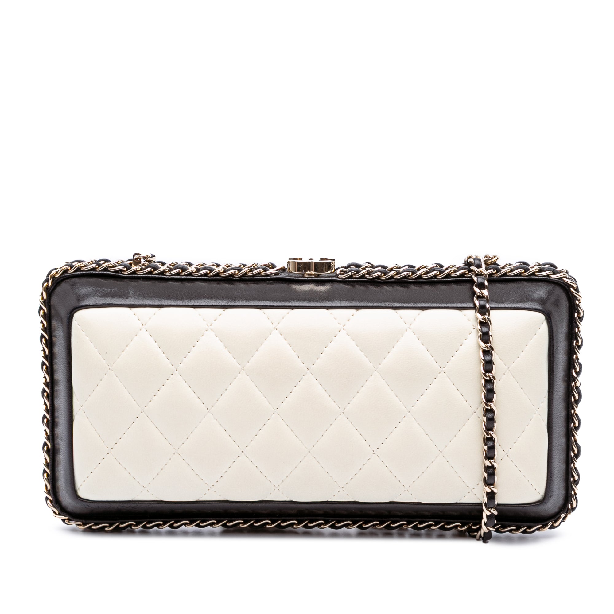 Chanel Bicolor Quilted Lambskin Chain Around Clutch - image 1