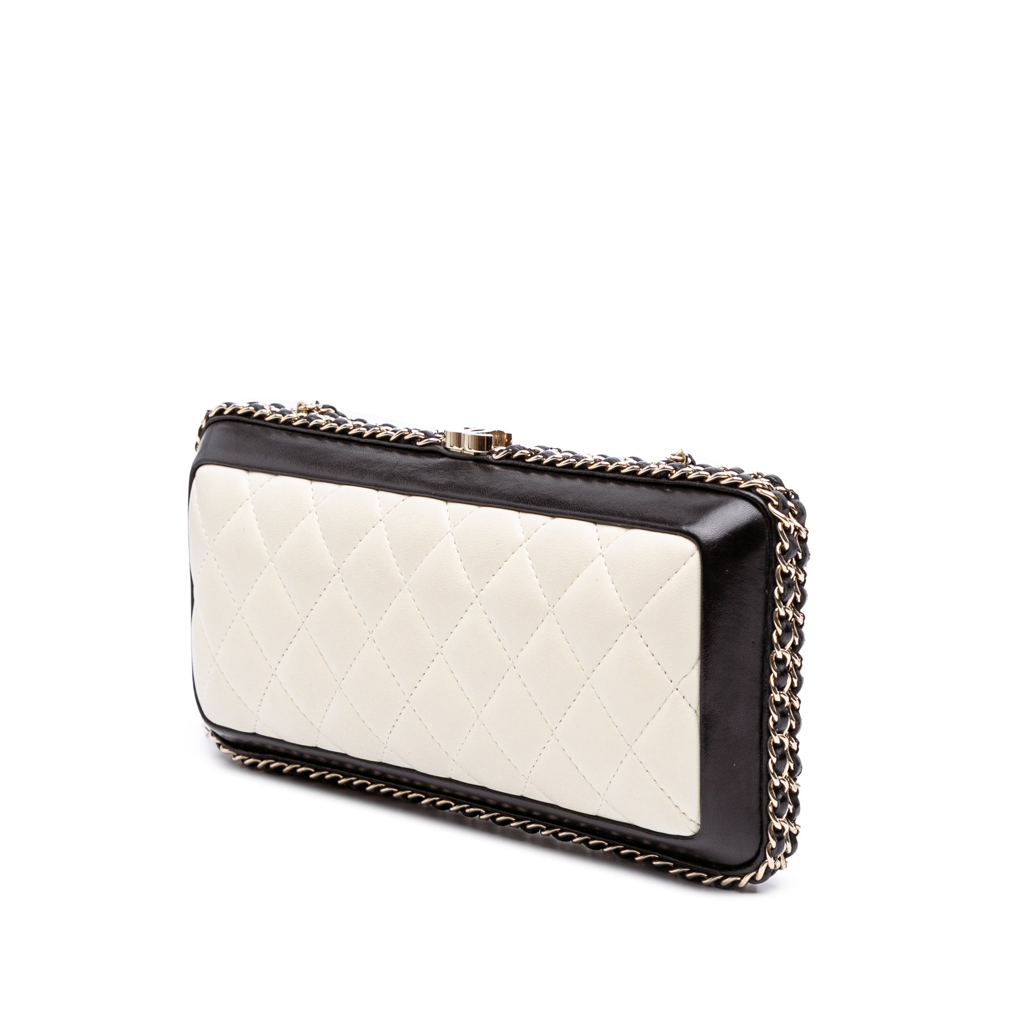 Chanel Bicolor Quilted Lambskin Chain Around Clutch - image 2