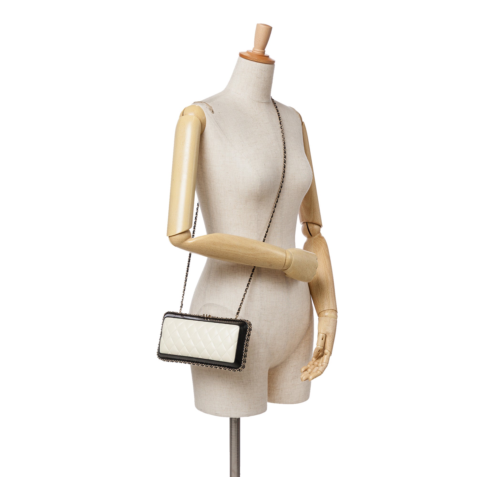 Chanel Bicolor Quilted Lambskin Chain Around Clutch - image 7