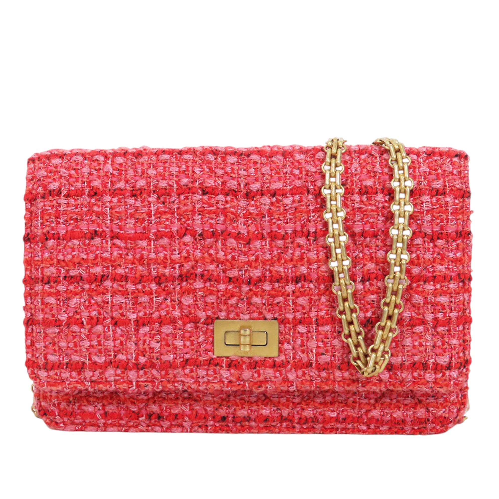Chanel Quilted Tweed Reissue 2.55 Wallet On Chain - image 1