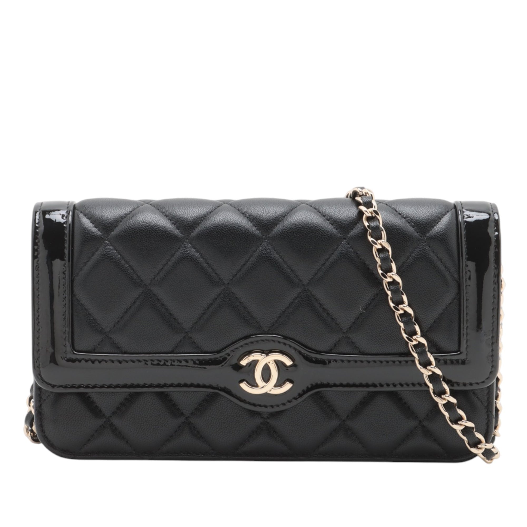 Chanel CC Quilted Lambskin and Patent Flap Phone Holder - image 1