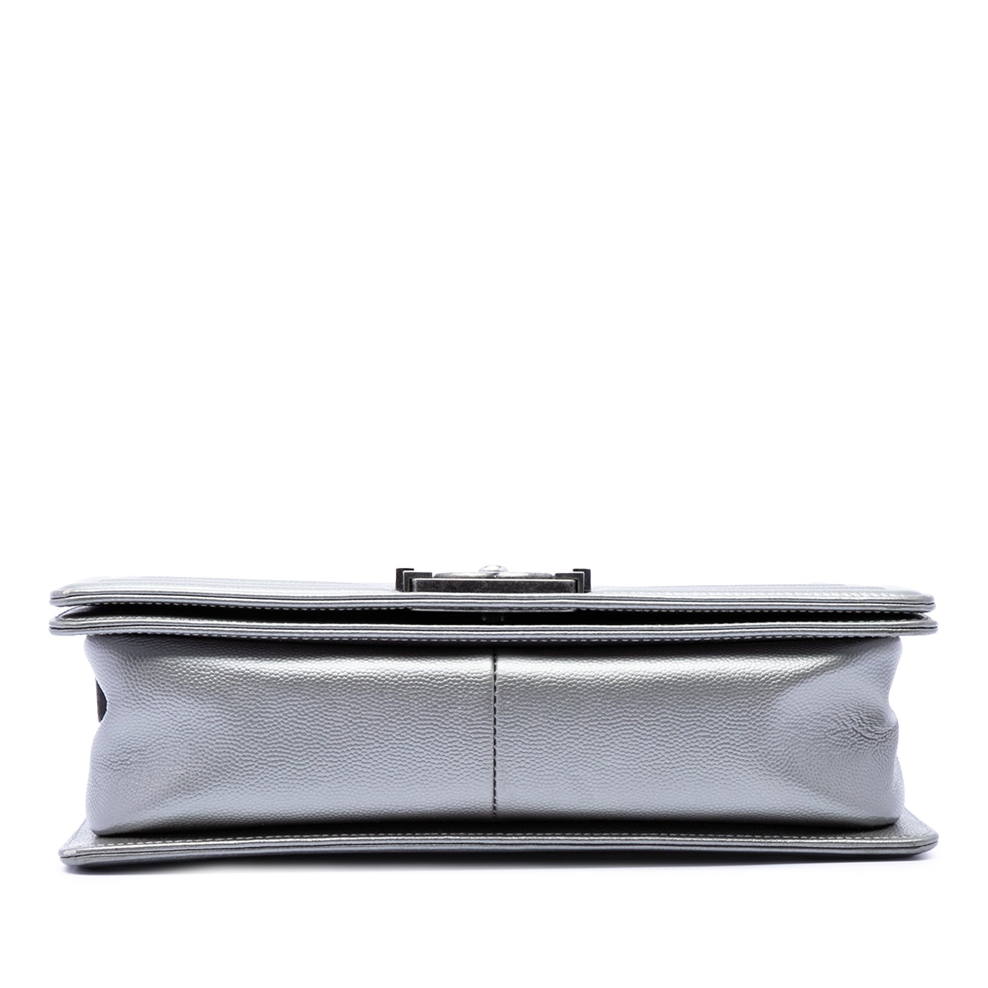 Chanel Old Medium Quilted Metallic Caviar Boy Flap - image 3
