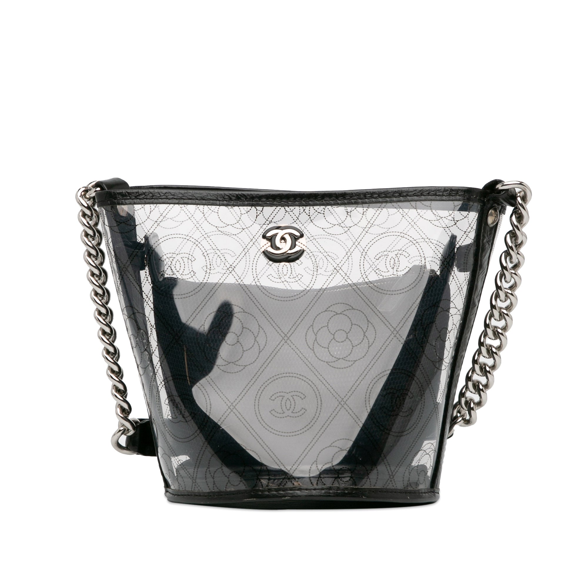 Chanel Crumpled Calfskin PVC Camellia Bucket - image 1