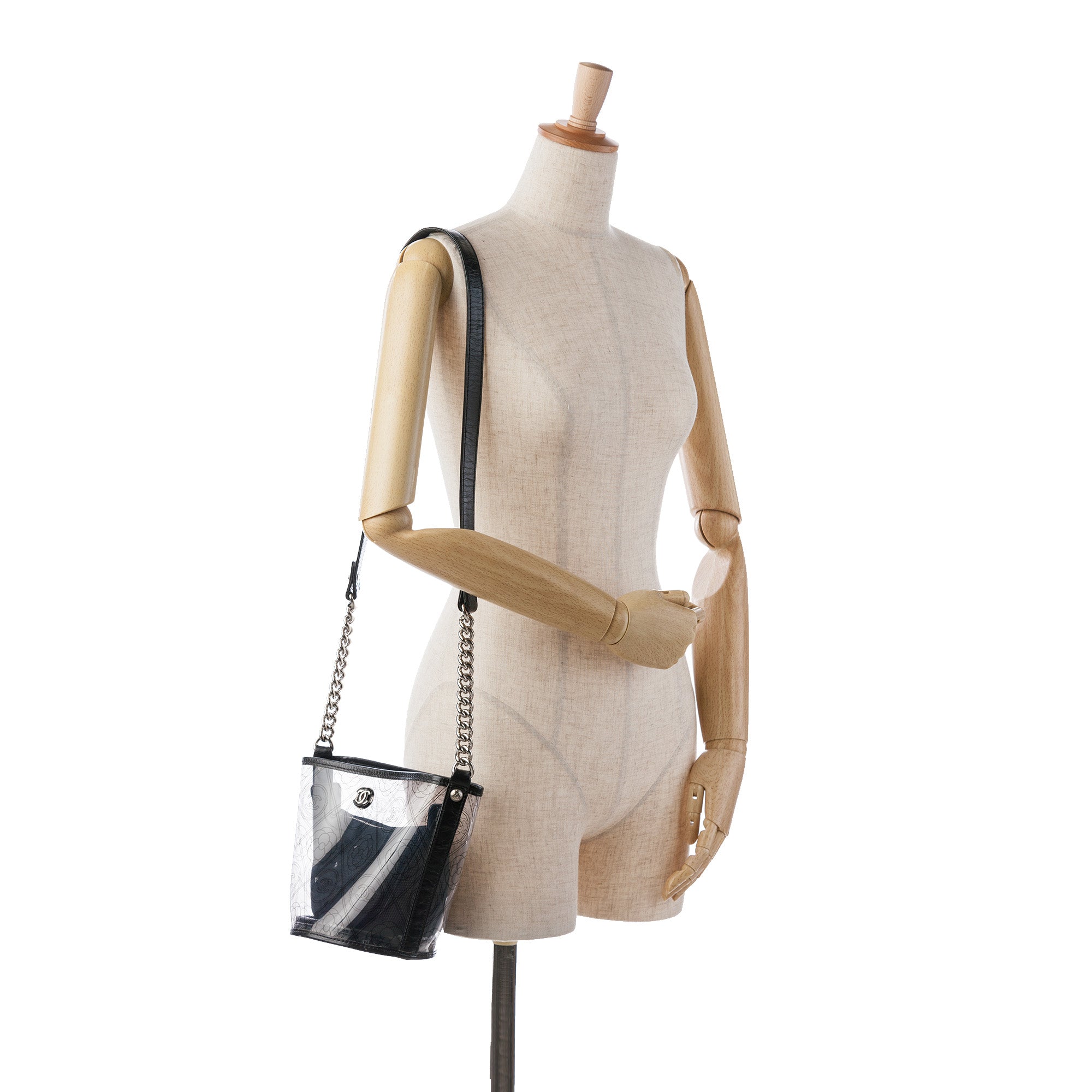 Chanel Crumpled Calfskin PVC Camellia Bucket - image 12