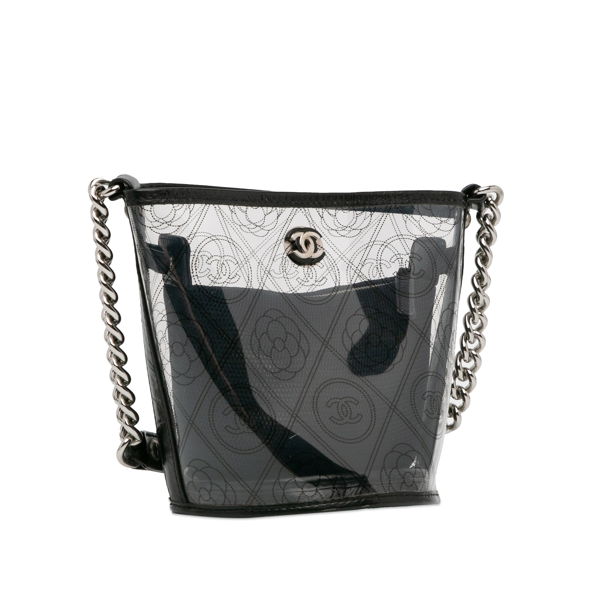 Chanel Crumpled Calfskin PVC Camellia Bucket - image 2